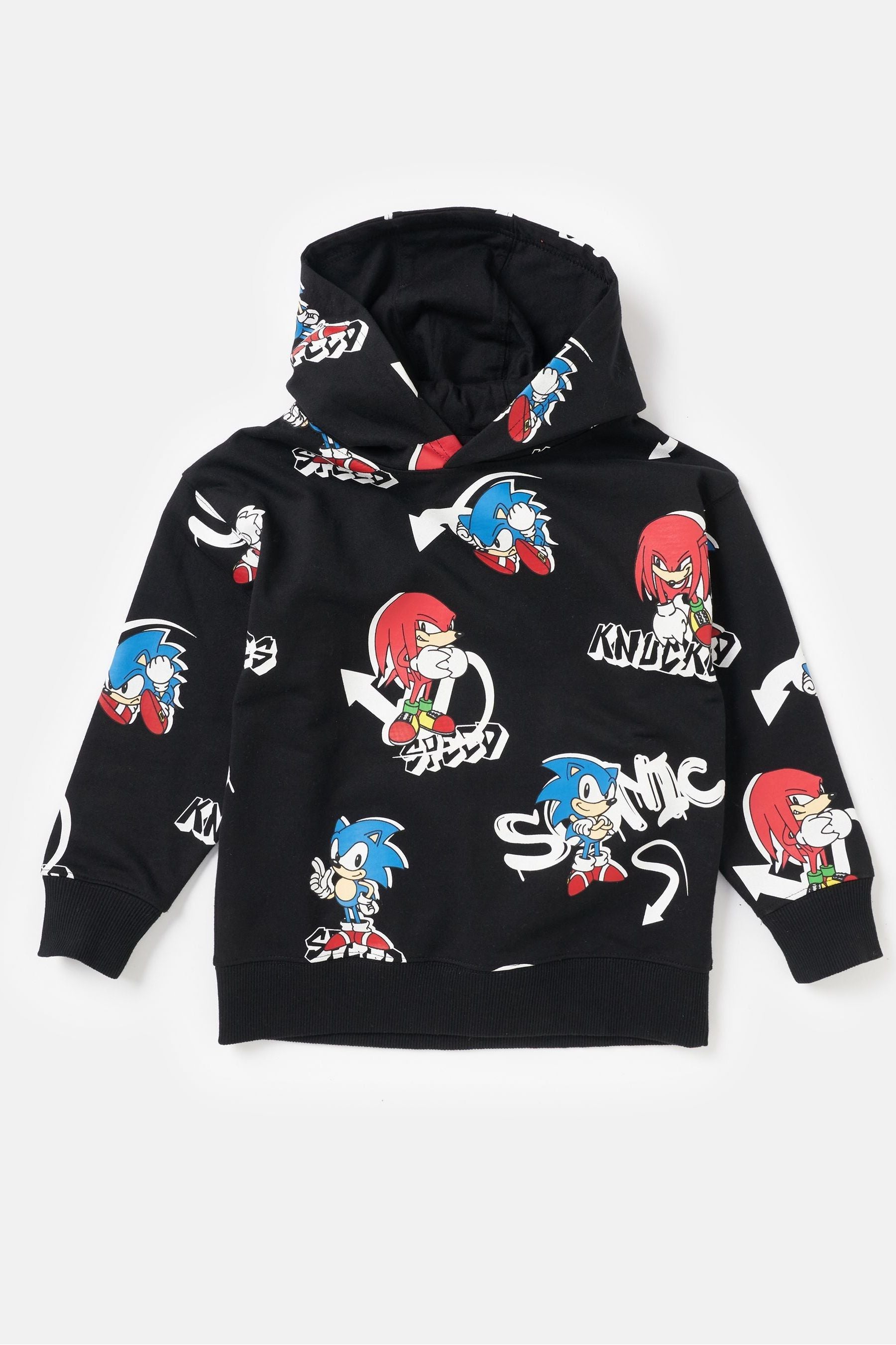 Black Angel & Rocket Sonic Print Hoodie