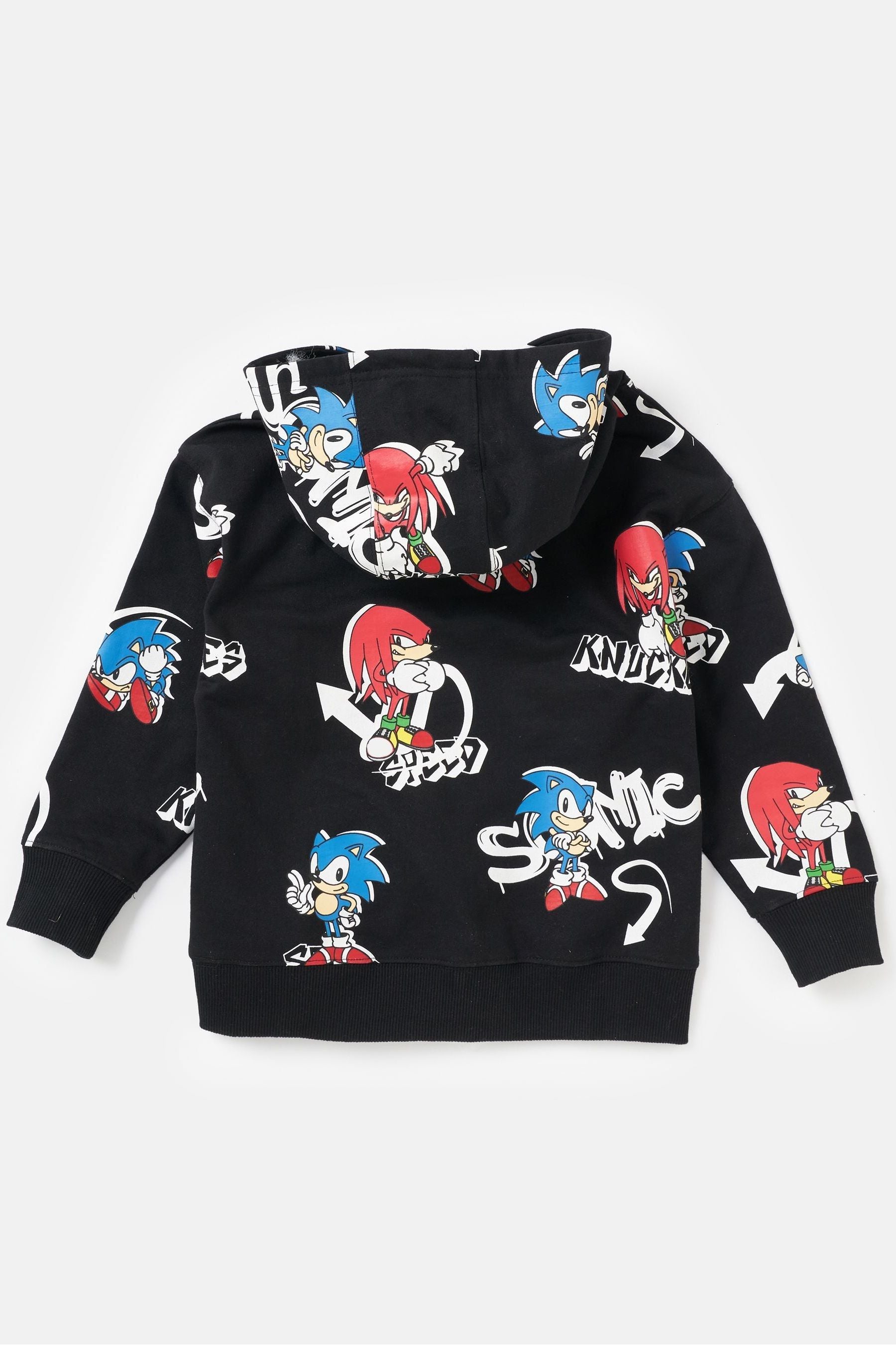 Black Angel & Rocket Sonic Print Hoodie