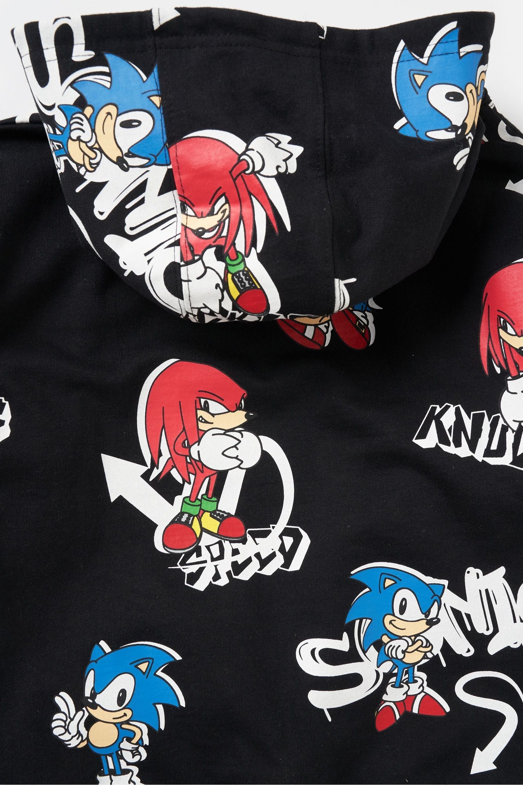 Black Angel & Rocket Sonic Print Hoodie