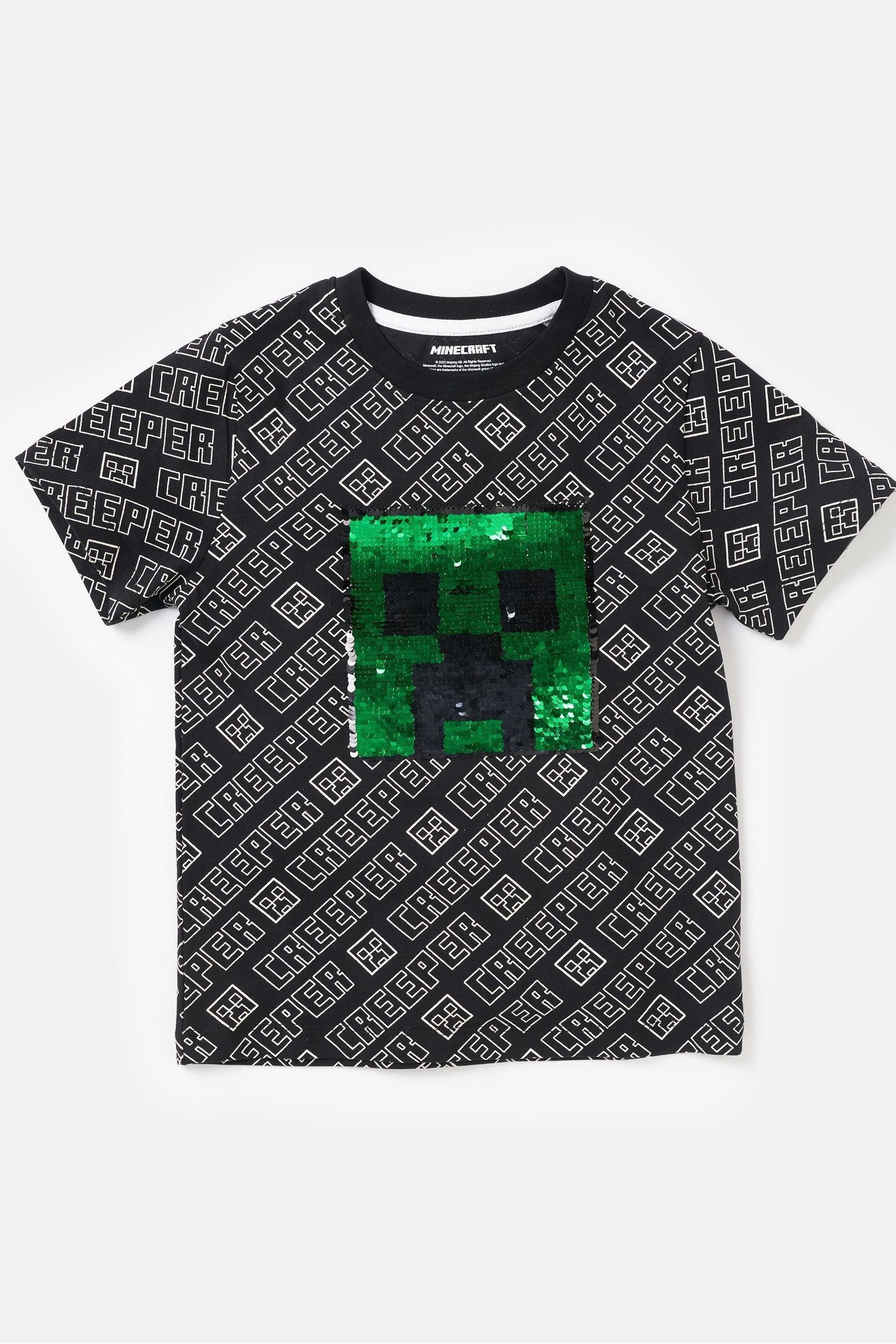 Black Angel & Rocket Minecraft Sequin T-Shirt