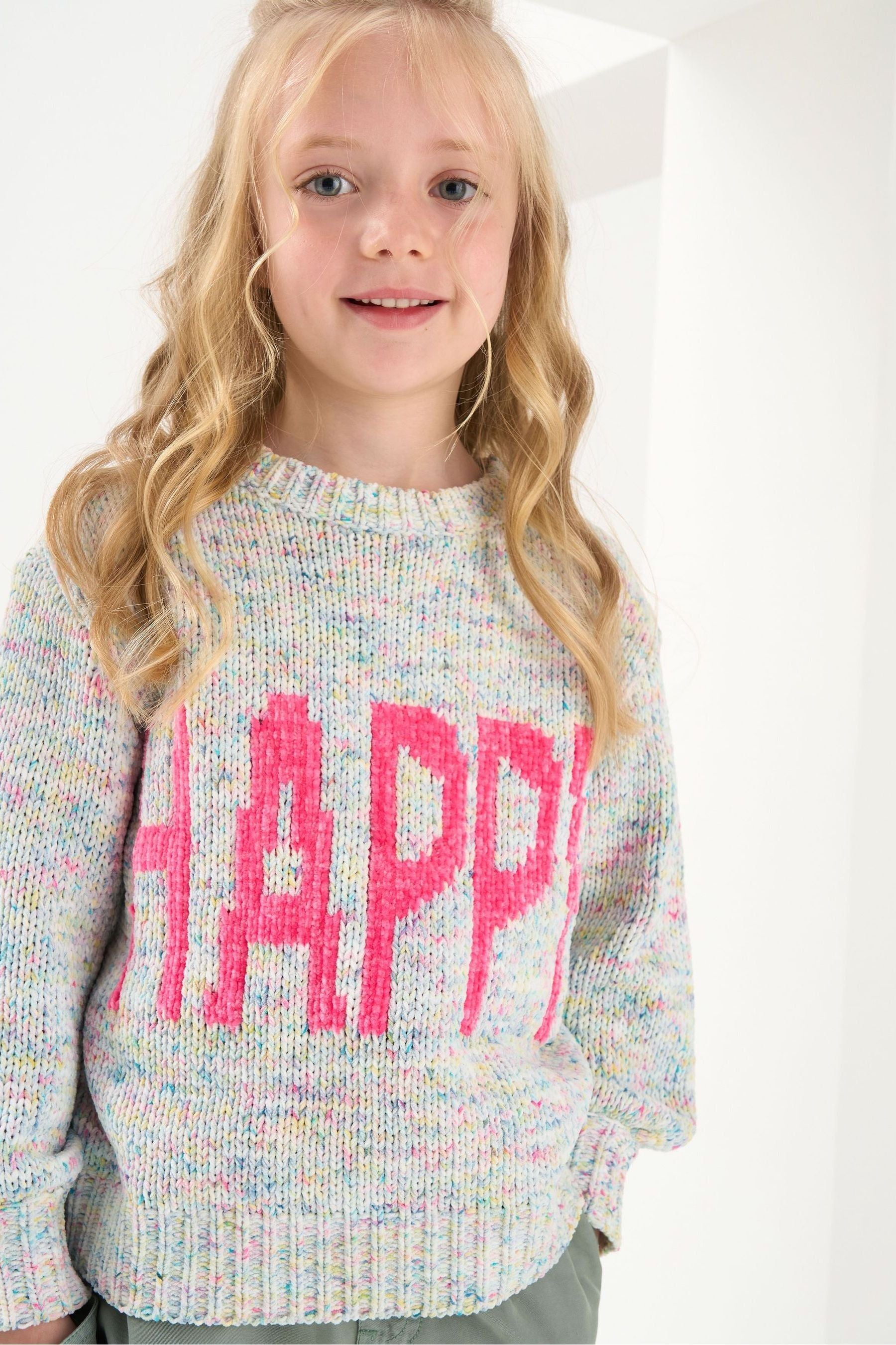 Pink Angel & Rocket Annette Happy Knitted Jumper