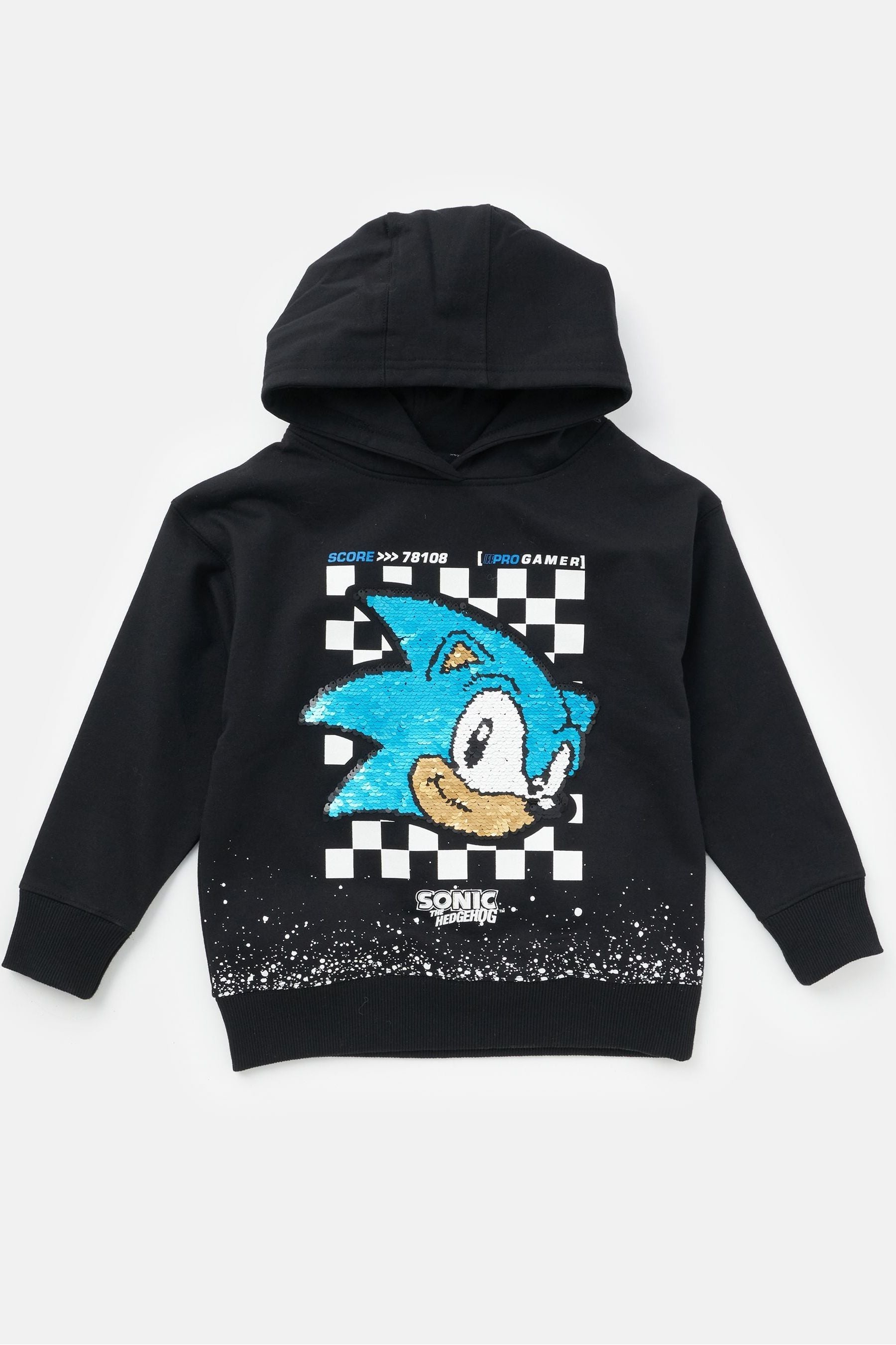 Black/Blue Angel & Rocket Sonic Print Hoodie