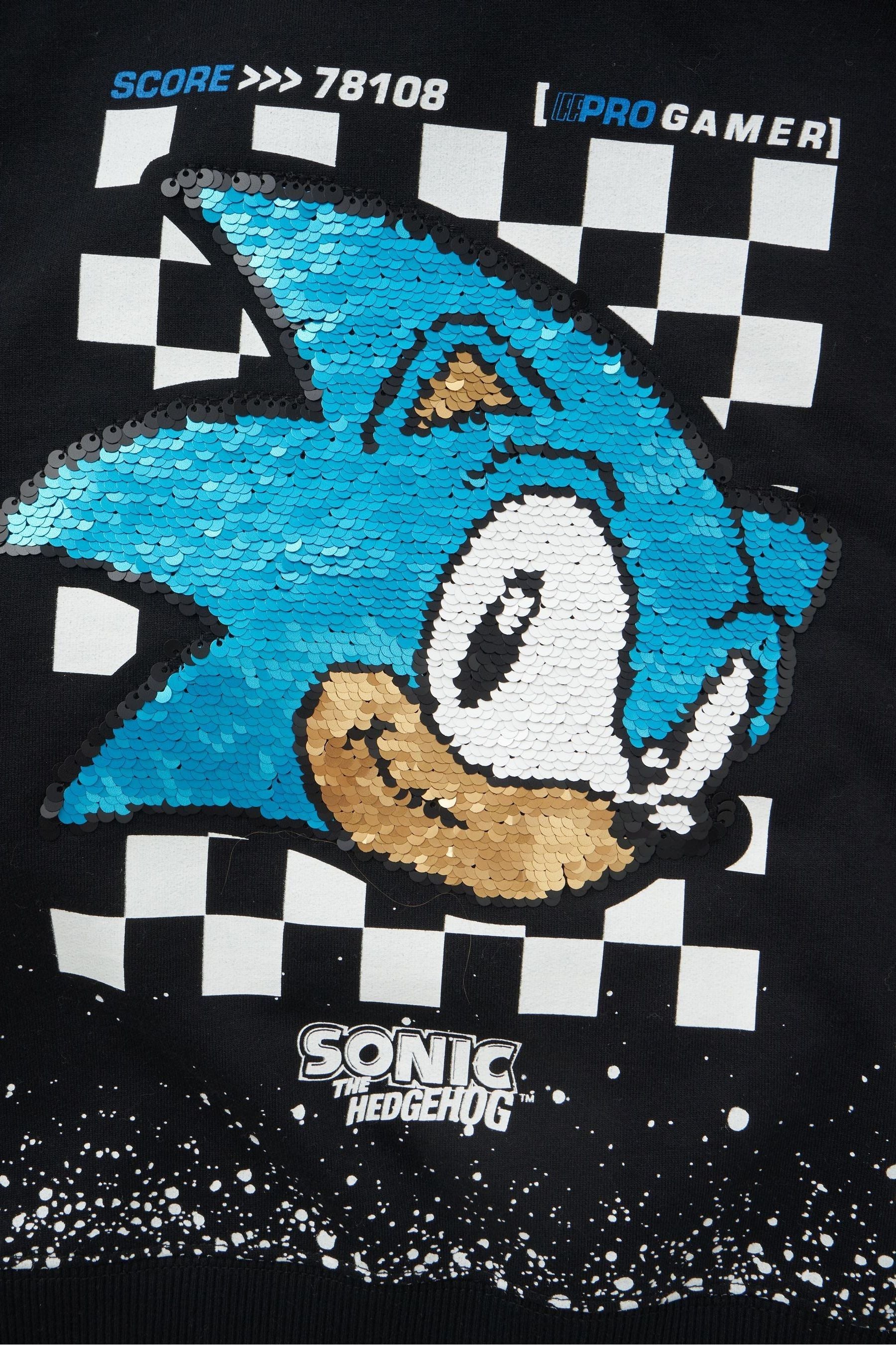 Black/Blue Angel & Rocket Sonic Print Hoodie