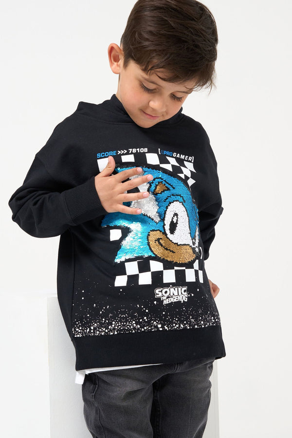 Angel & Rocket Black/Blue Sonic Print Hoodie