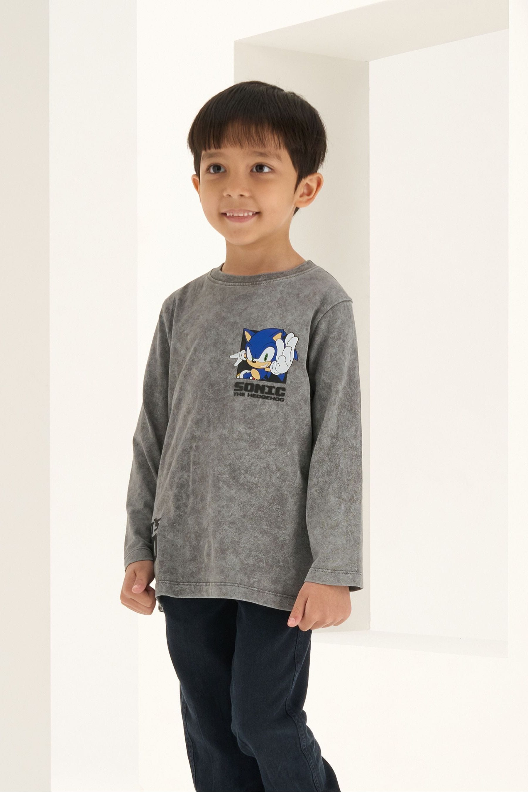 Grey Angel & Rocket Sonic Long Sleeve T-Shirt