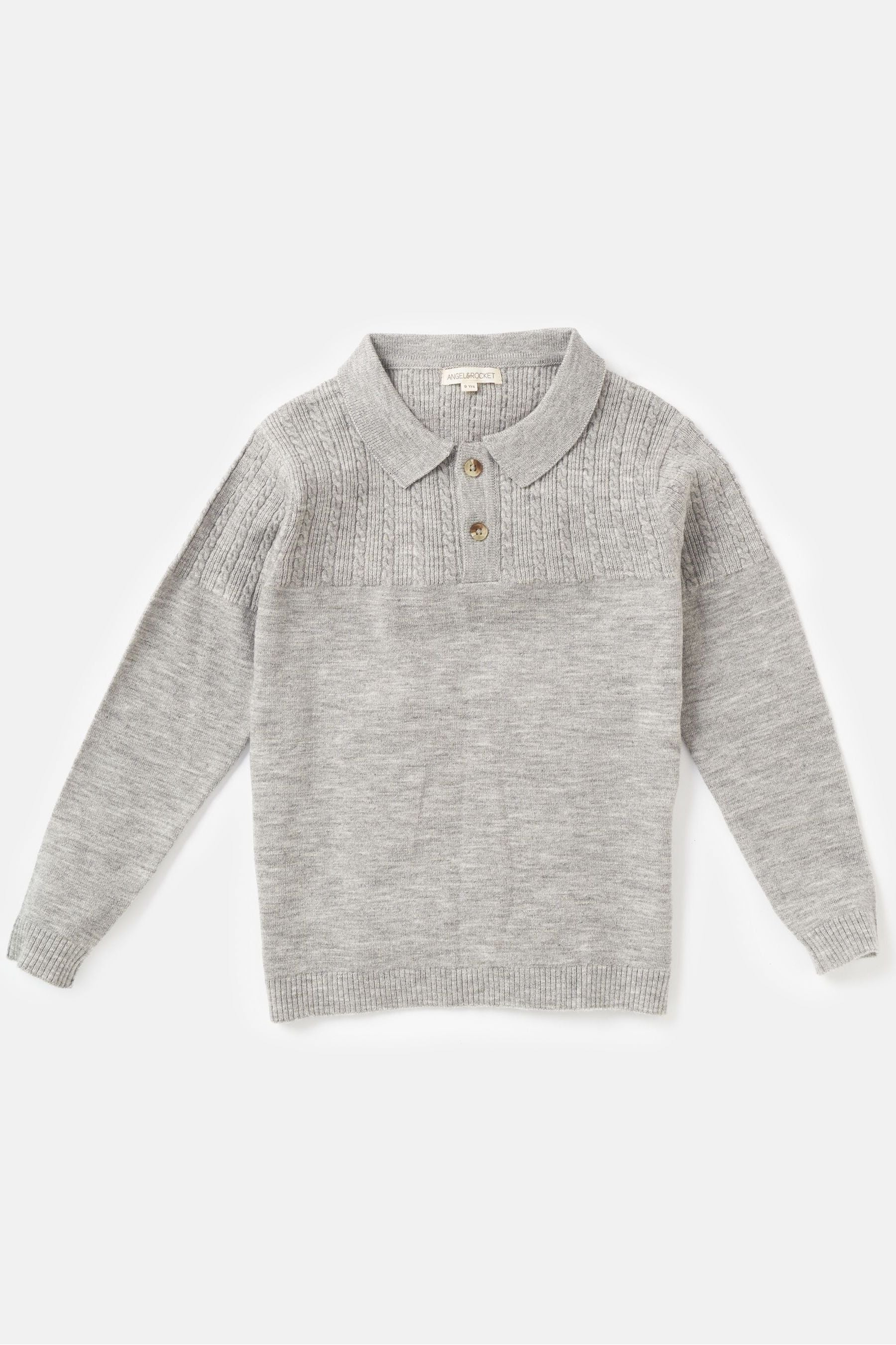 Grey Angel & Rocket Caleb Knitted Polo Shirt