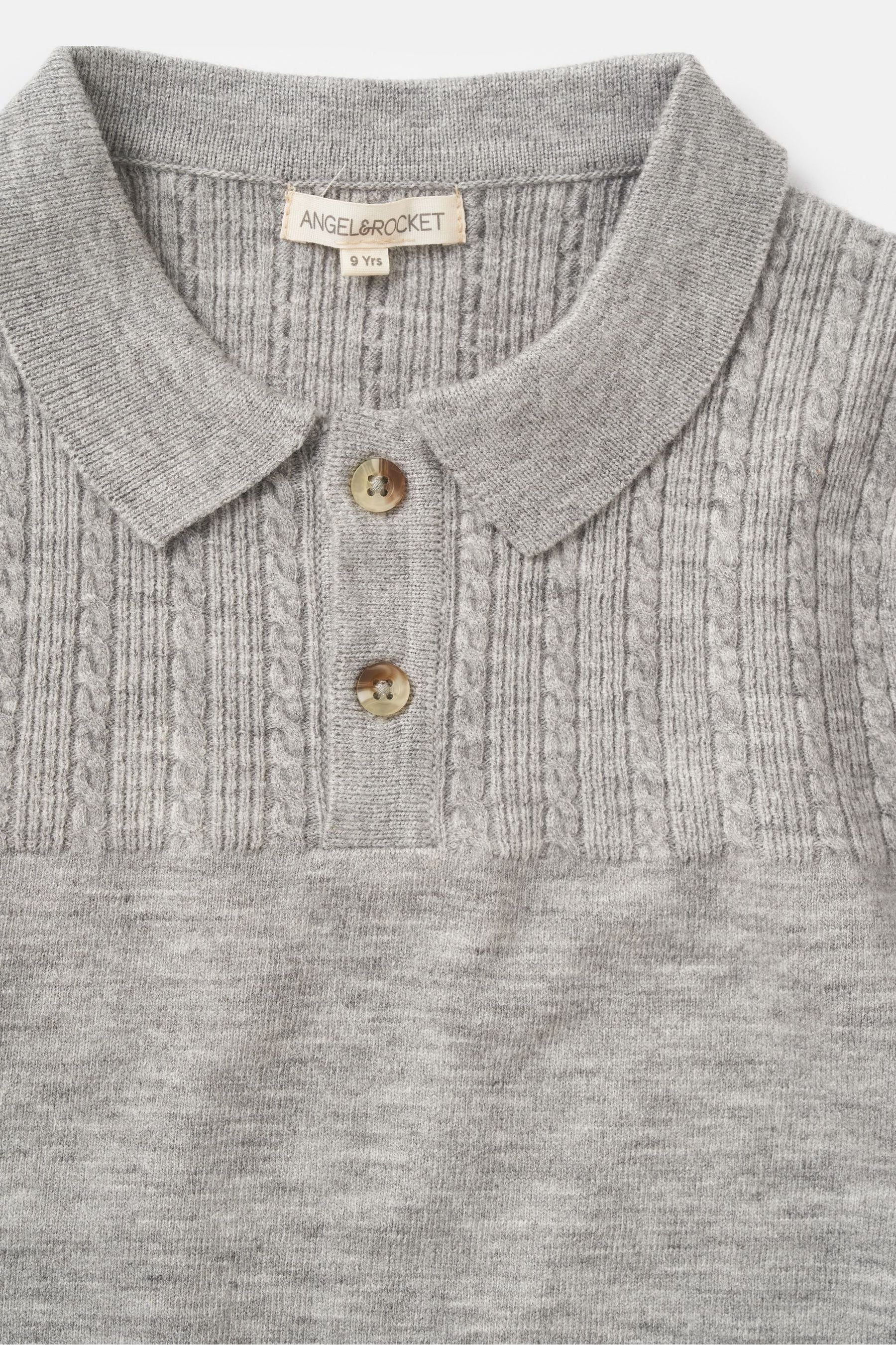 Grey Angel & Rocket Caleb Knitted Polo Shirt