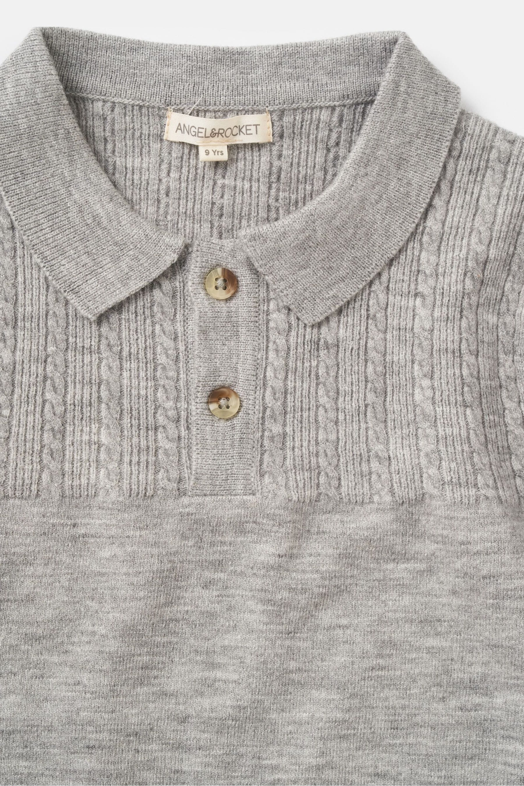 Angel & Rocket Grey Caleb Knitted Polo Shirt