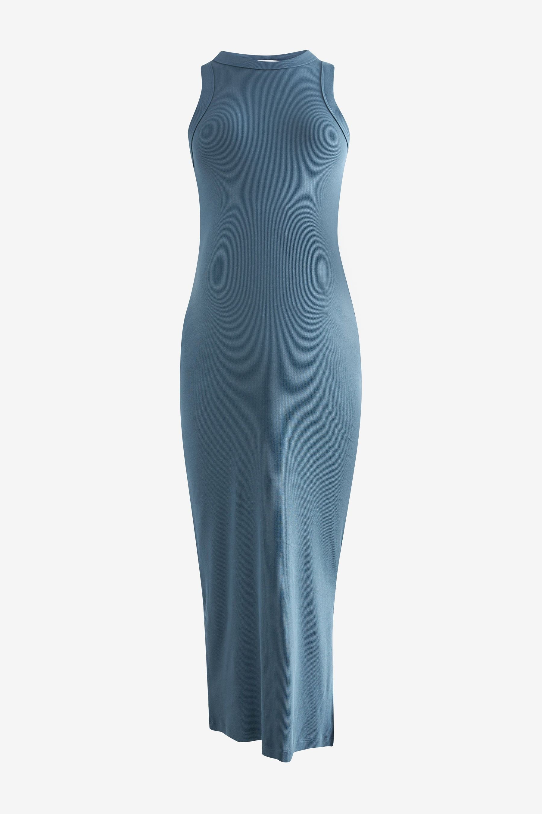 Blue Maternity Ribbed Dress