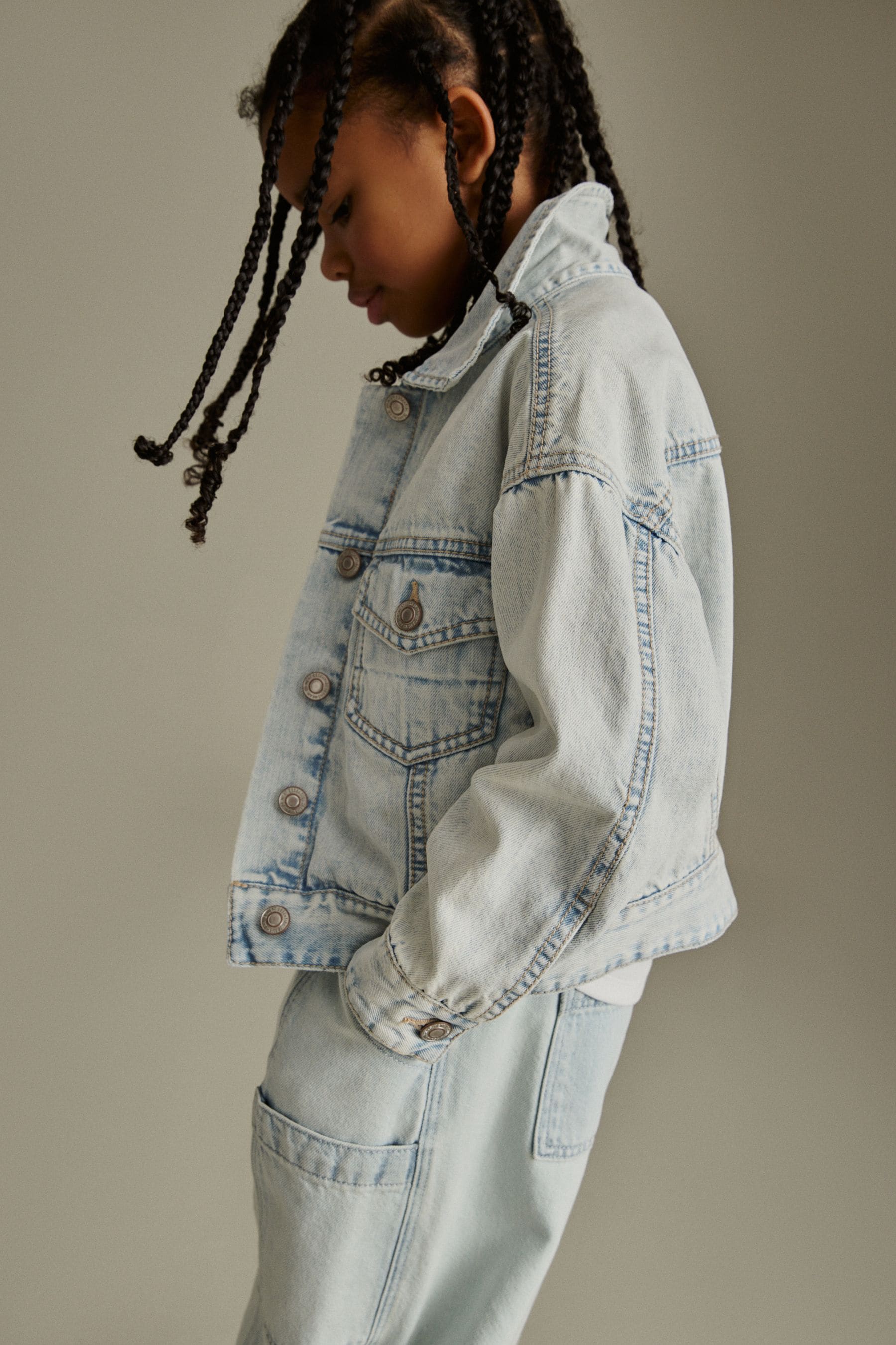 Bleach Wash Oversized Denim Jacket (3-16yrs)