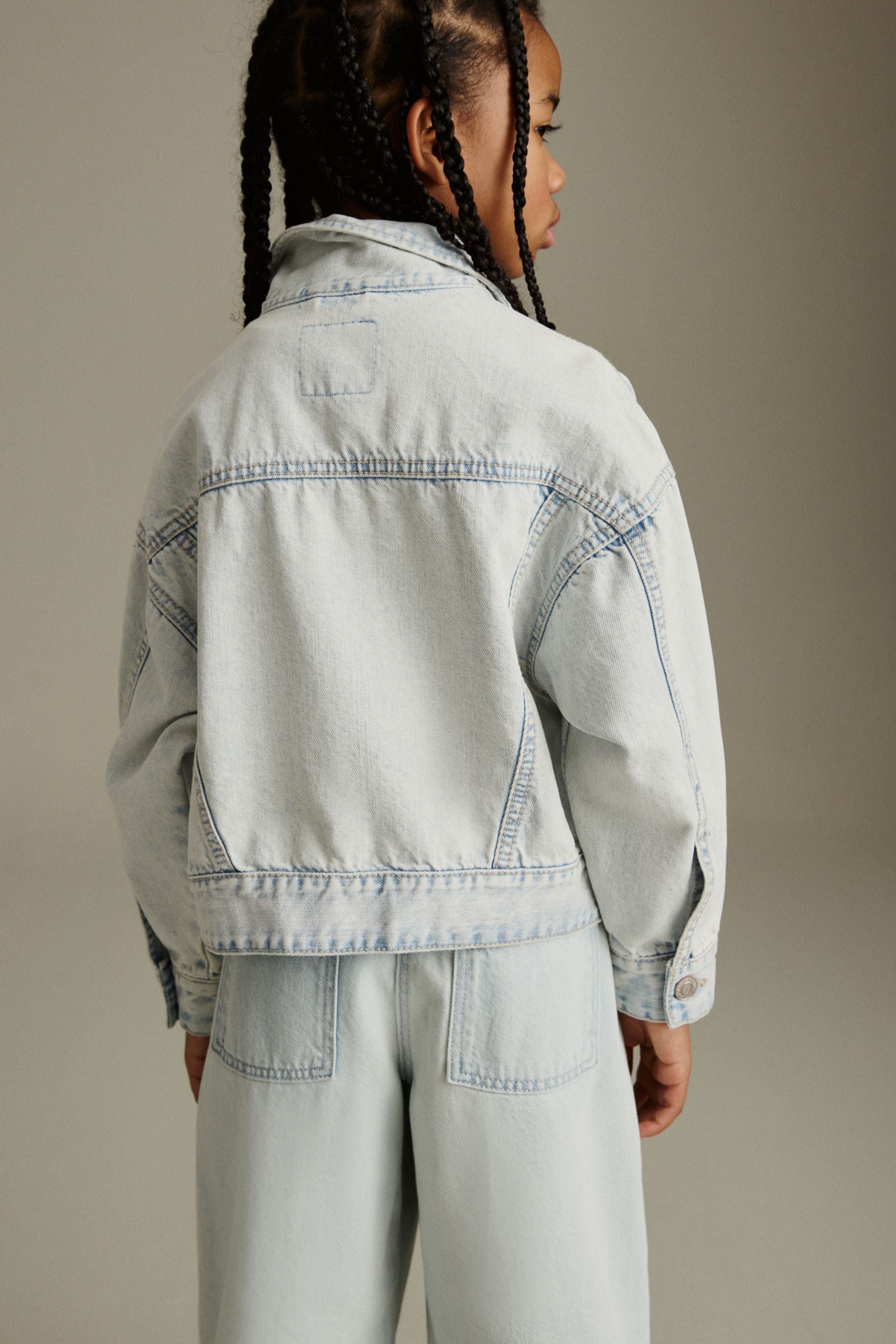 Bleach Wash Oversized Denim Jacket (3-16yrs)