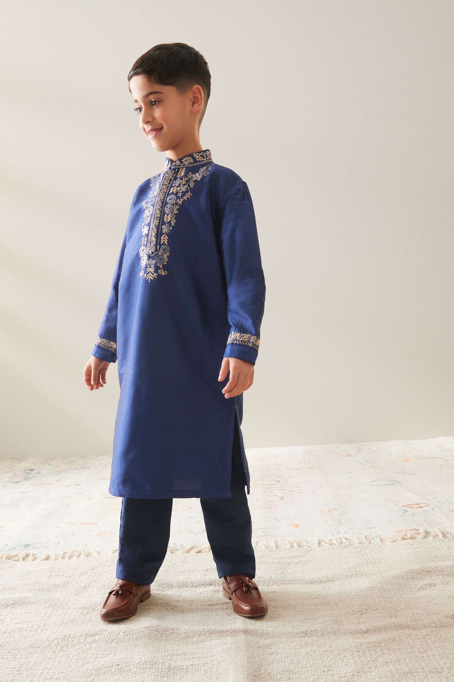 Navy Blue Kurta Trousers (3mths-16yrs)