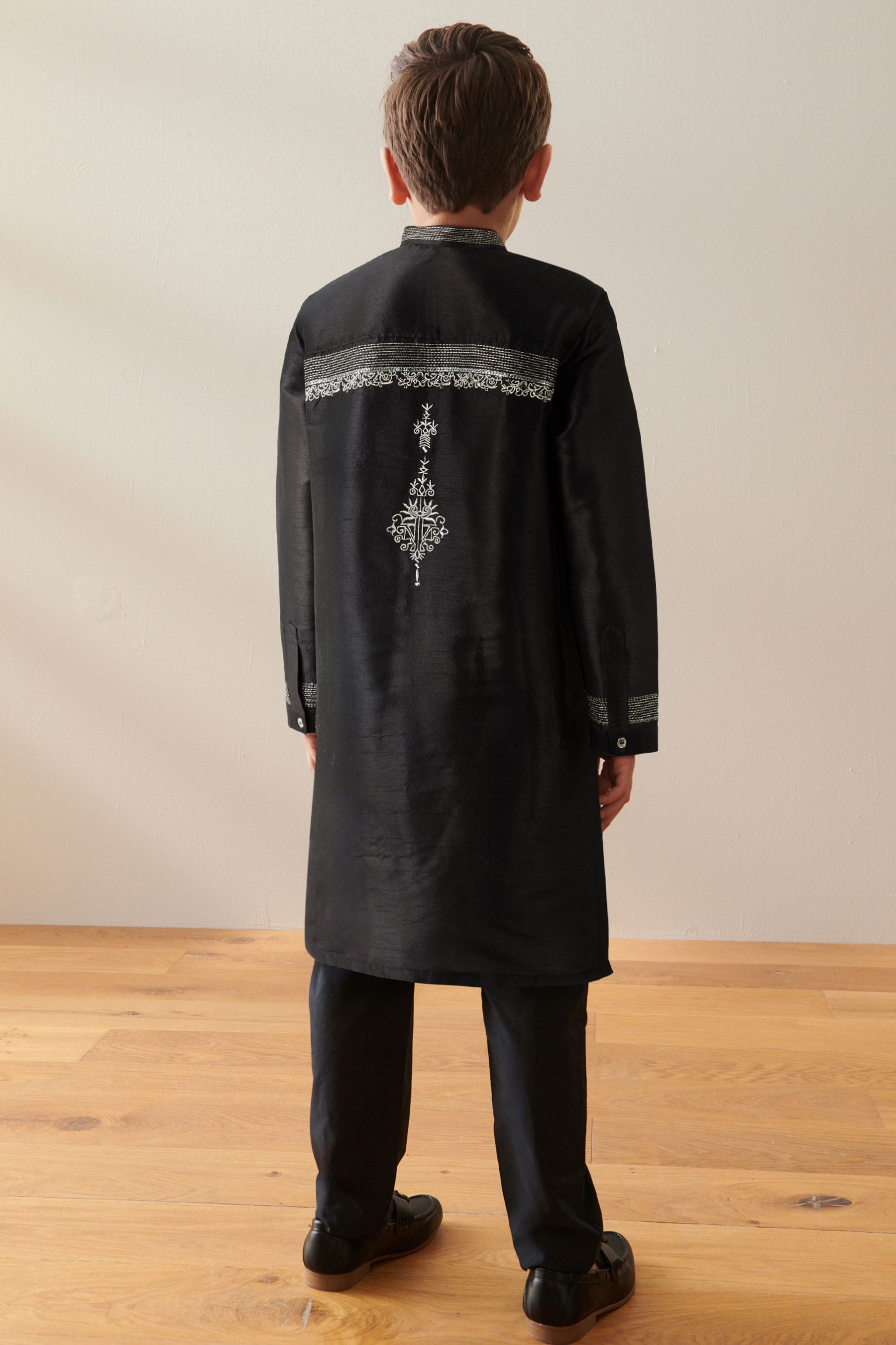 Black Embroidered Boys Kurta (3mths-16yrs)