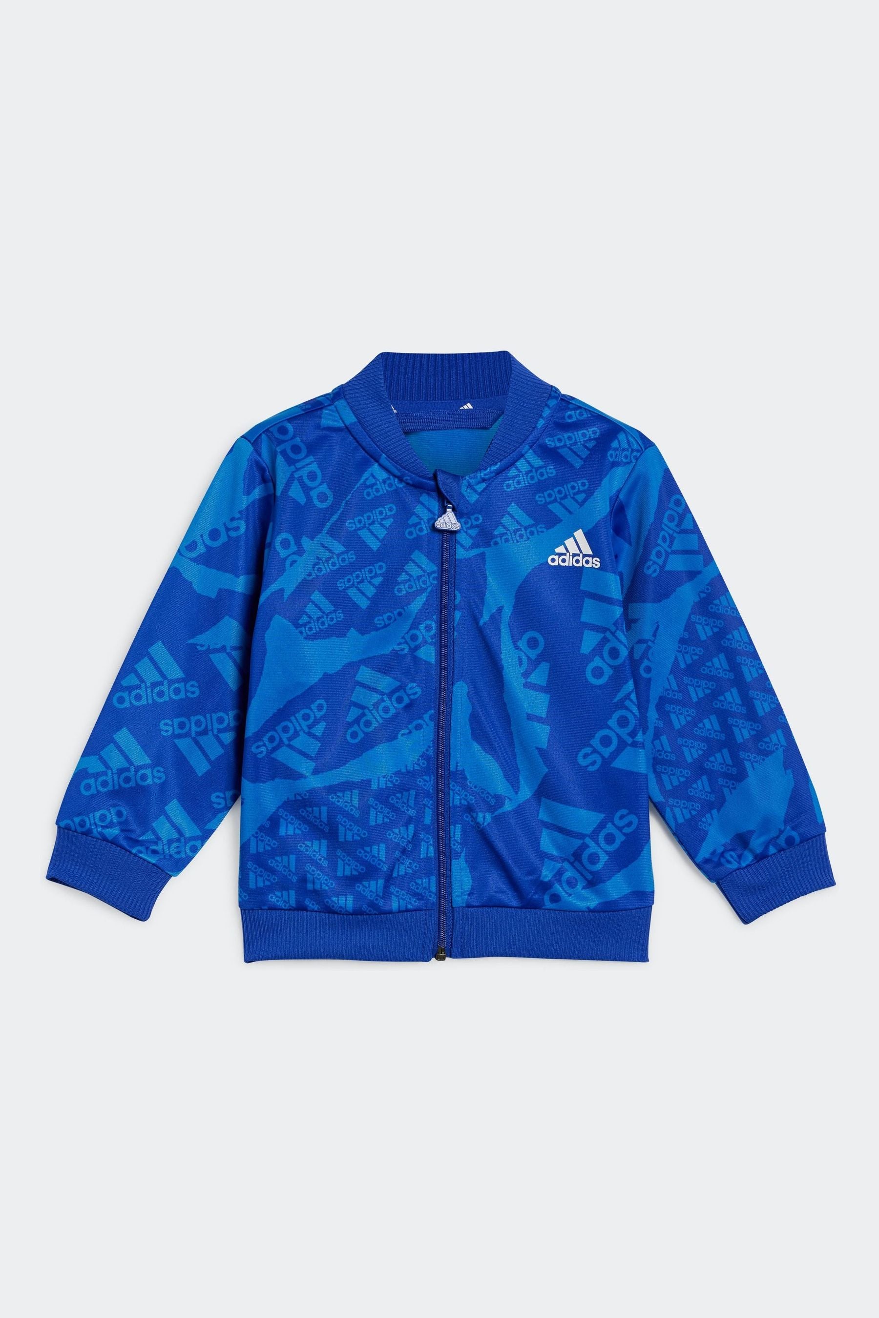 Blue adidas Sportswear Essentials Allover Kids Printed Tracksuit