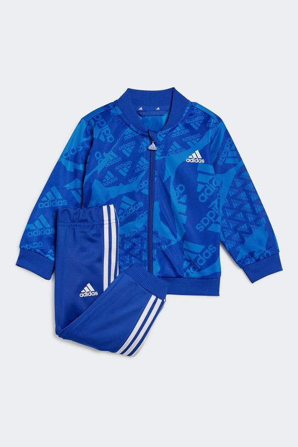 adidas Blue Sportswear Essentials Allover Kids Printed Tracksuit