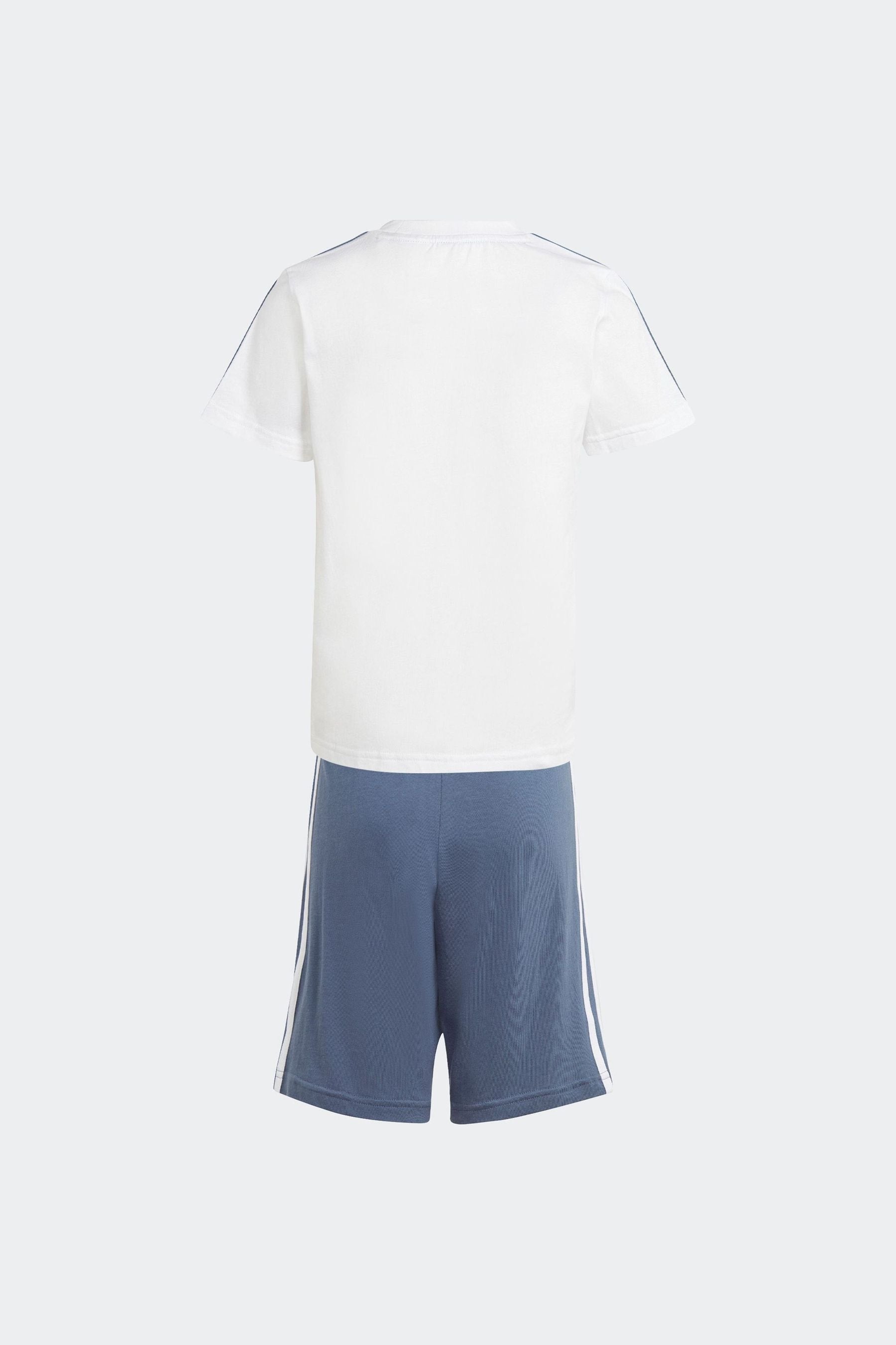 adidas White/Blue Kids Essentials Top and Short Set