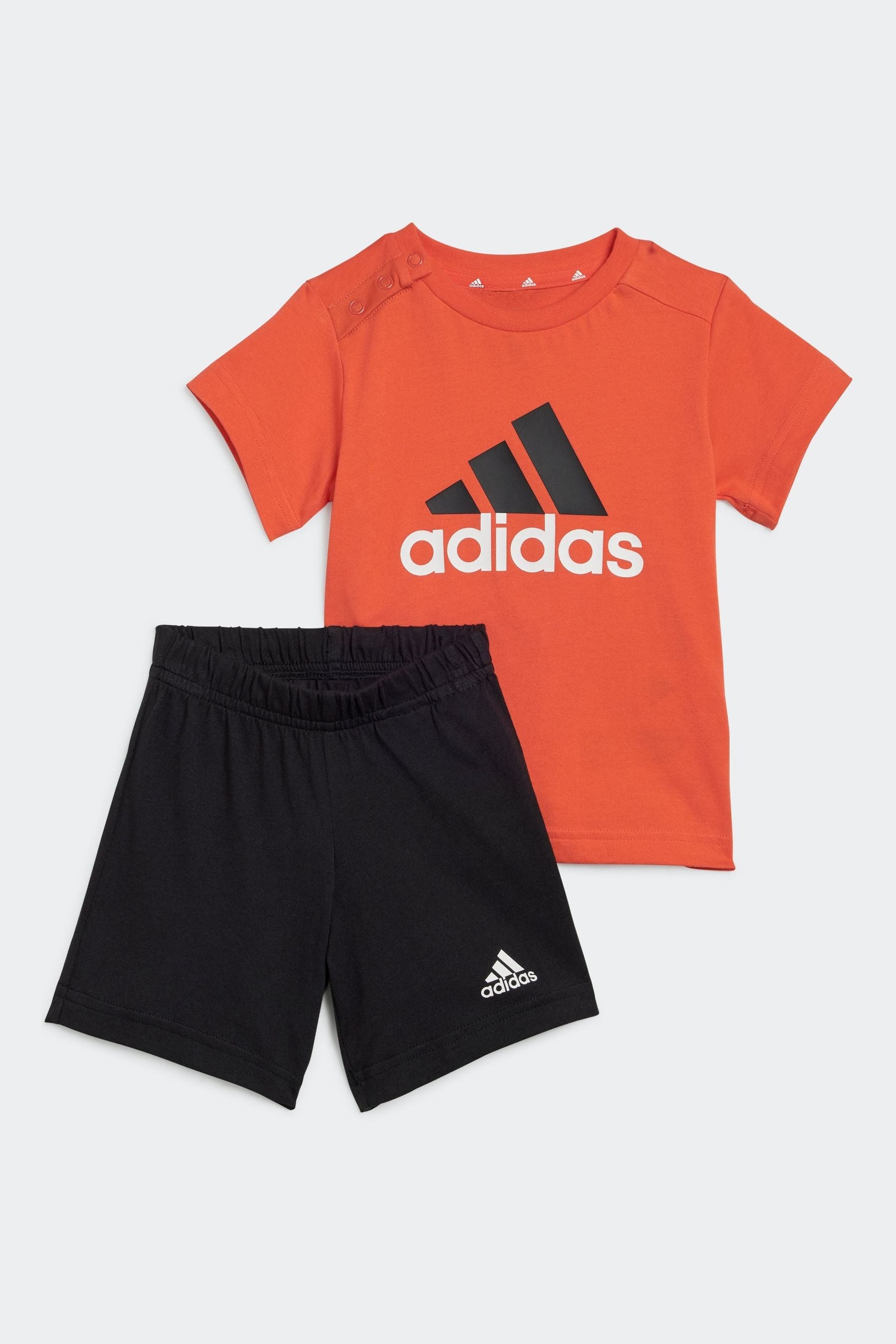 Red/Black adidas Sportswear Essentials Organic Cotton T-Shirt And Shorts Set