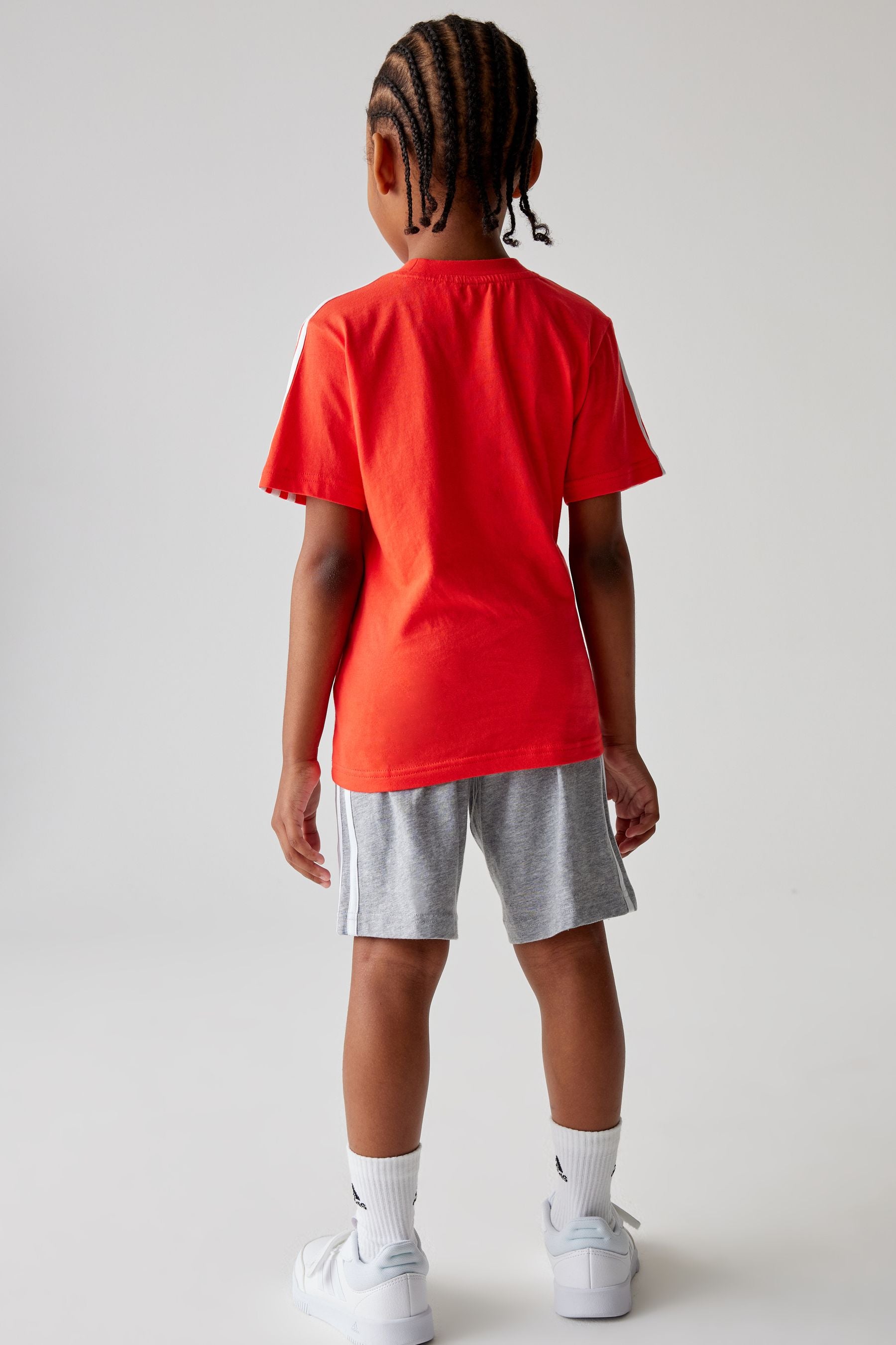 adidas Red/Grey Kids Essentials Top and Short Set