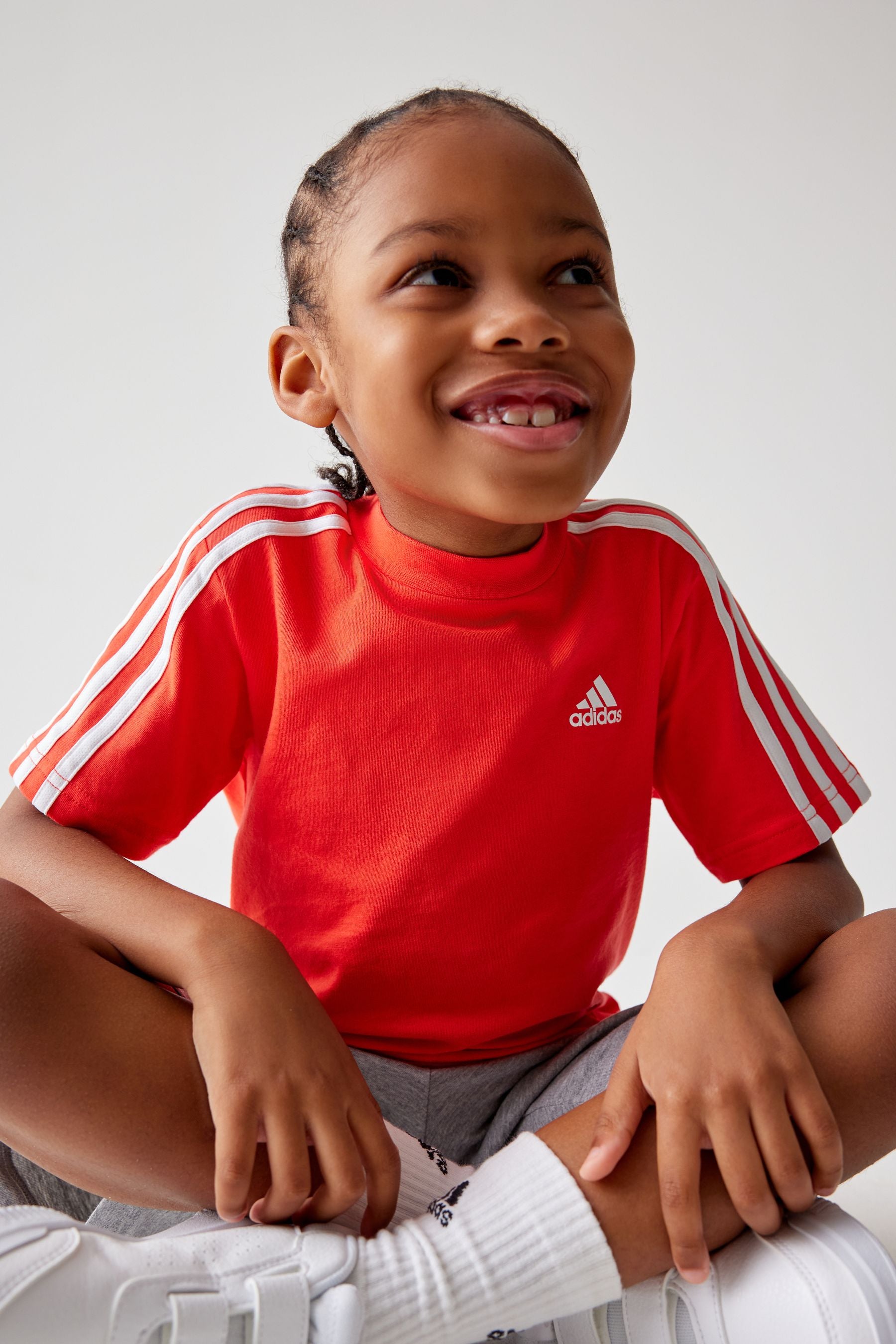 adidas Red/Grey Kids Essentials Top and Short Set