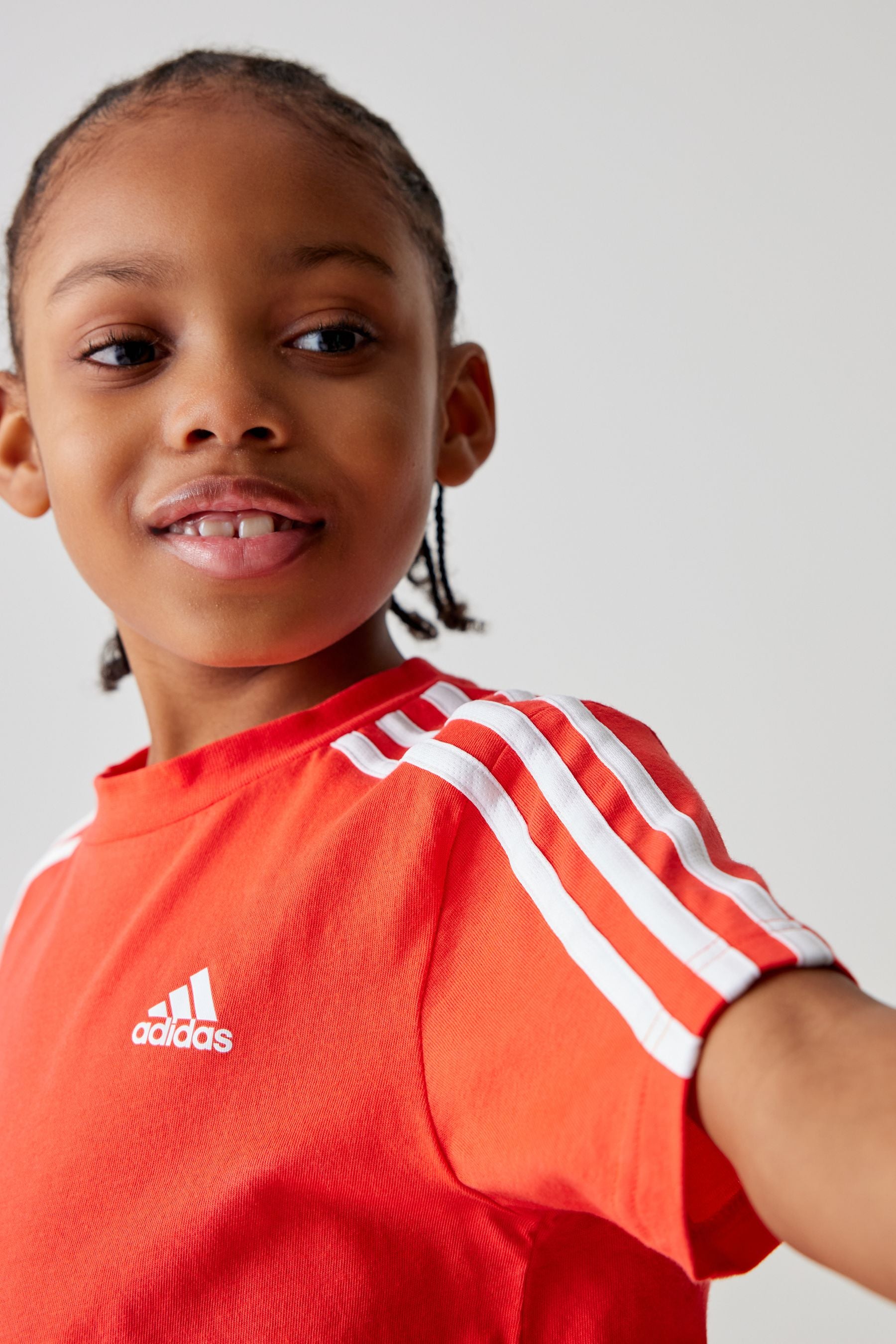 adidas Red/Grey Kids Essentials Top and Short Set