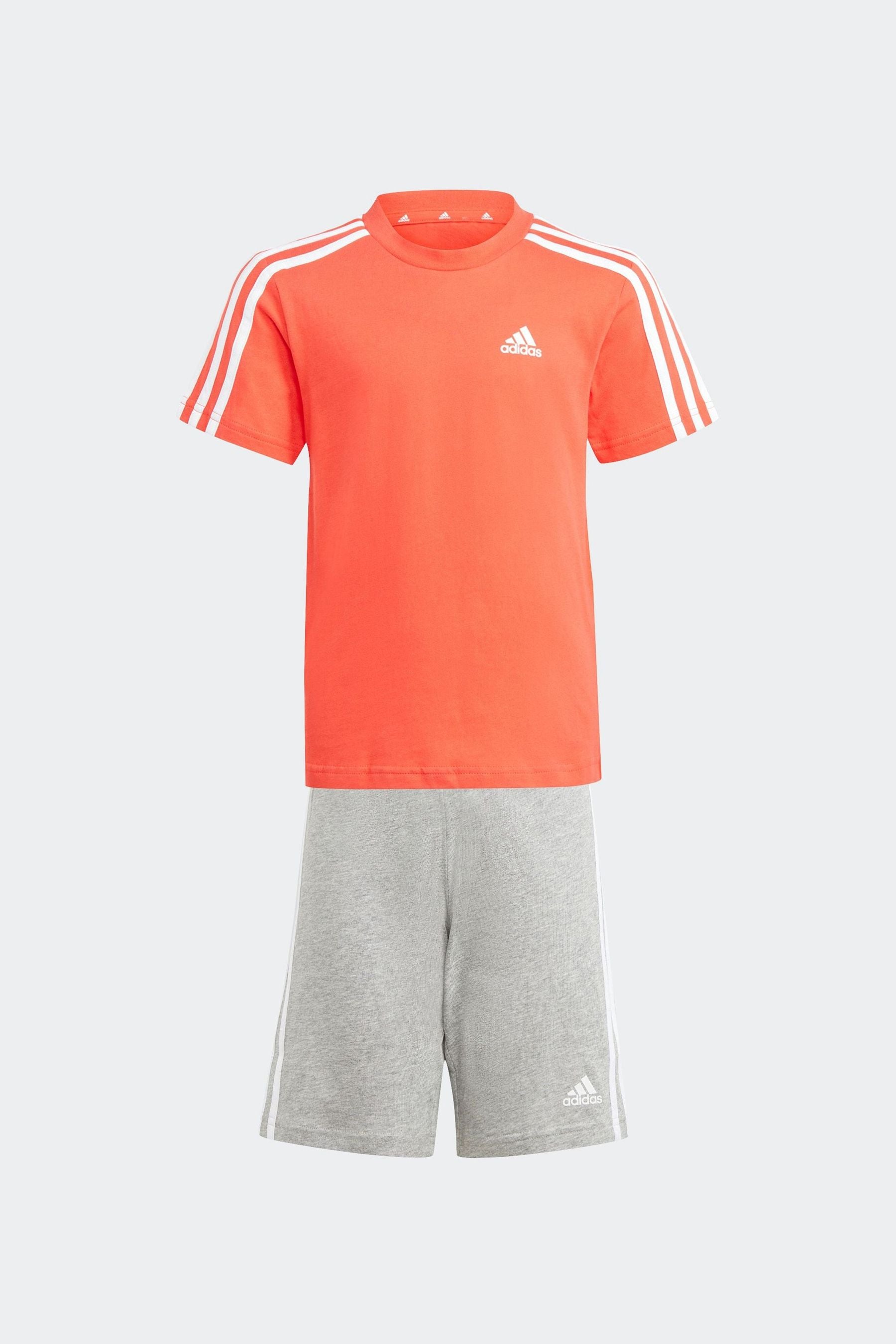 adidas Red/Grey Kids Essentials Top and Short Set