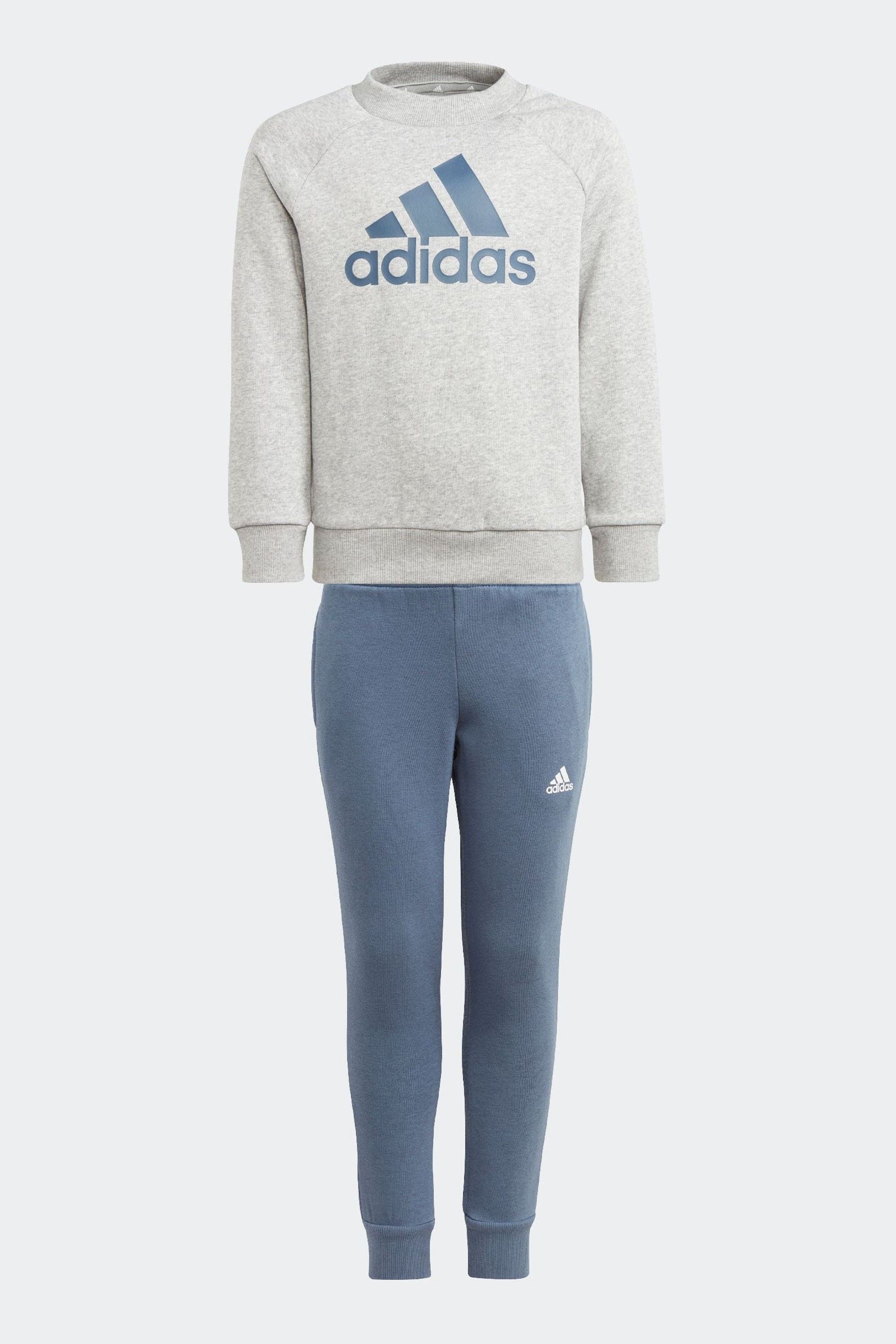 Grey/Blue adidas Kids Essentials Logo Joggers Set