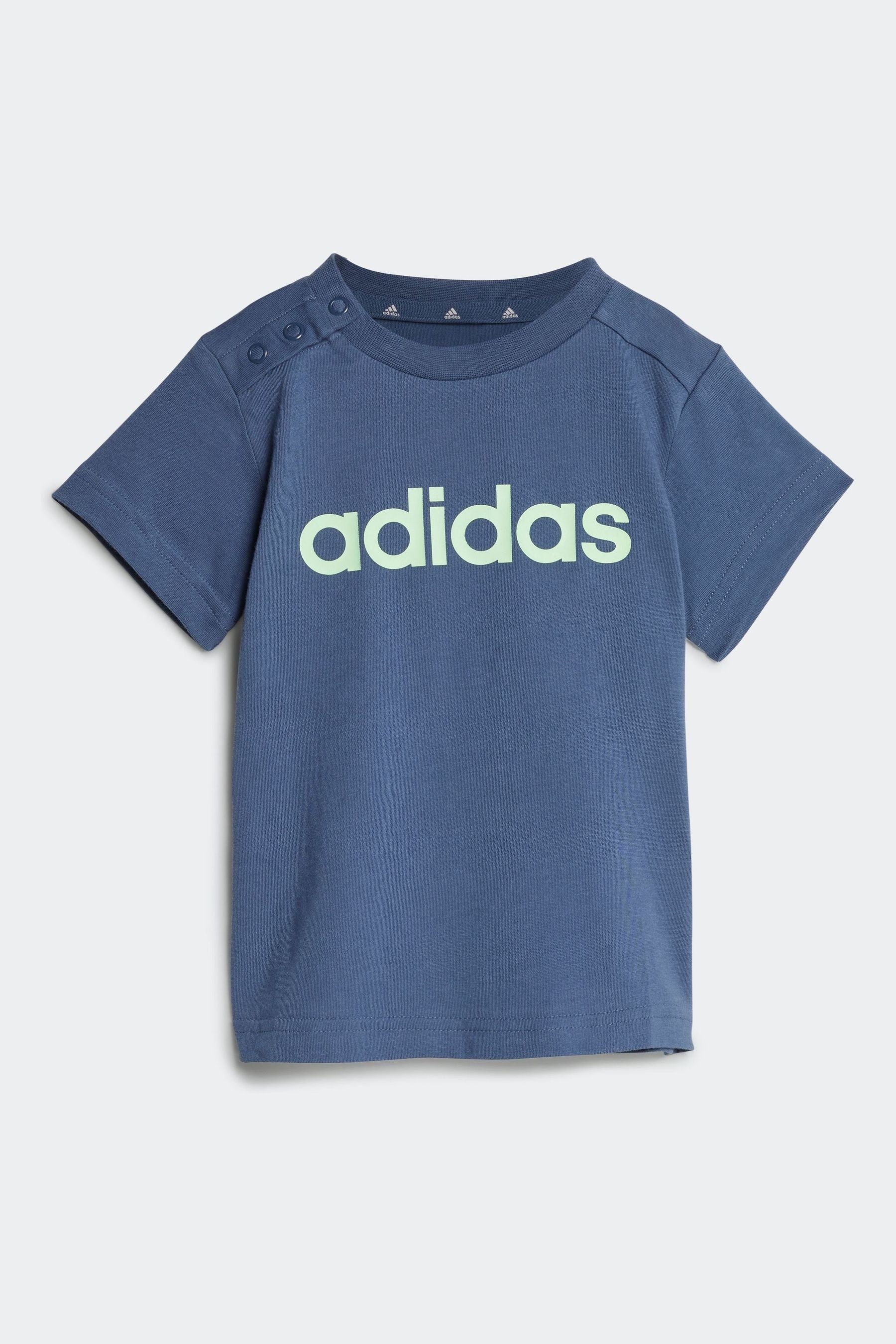 Blue/Grey adidas Sportswear Essentials Lineage Organic Cotton T-Shirt And Shorts Set