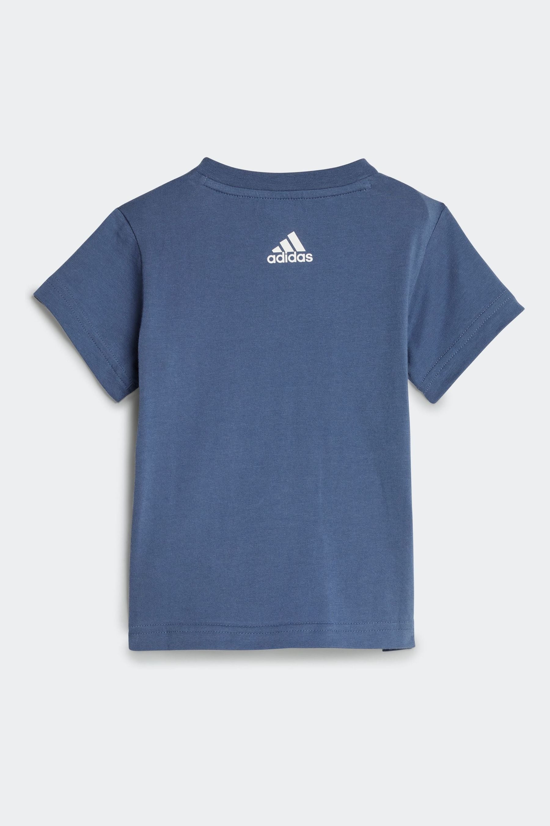 Blue/Grey adidas Sportswear Essentials Lineage Organic Cotton T-Shirt And Shorts Set