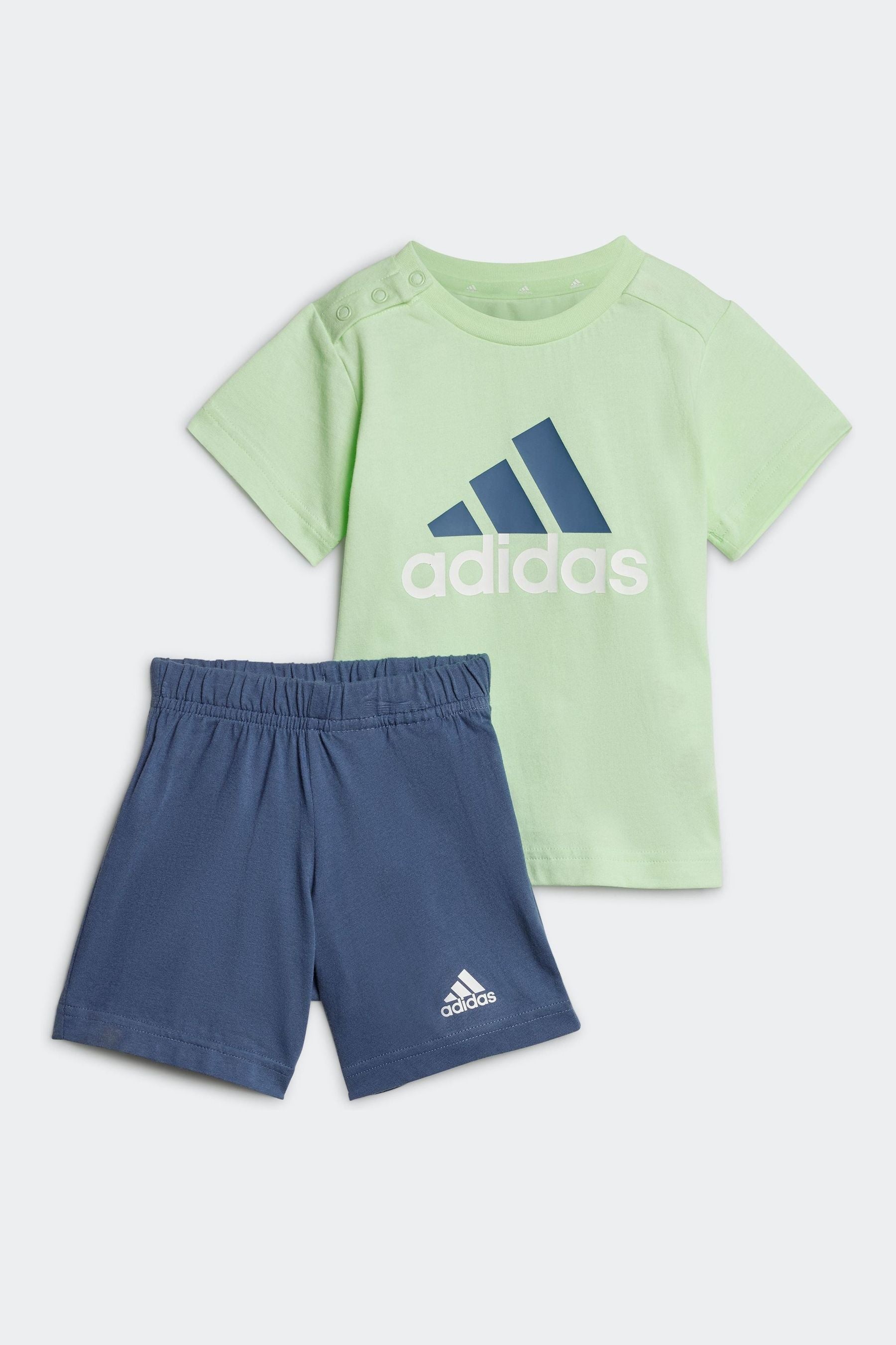 Green/Blue adidas Sportswear Essentials Organic Cotton T-Shirt And Shorts Set