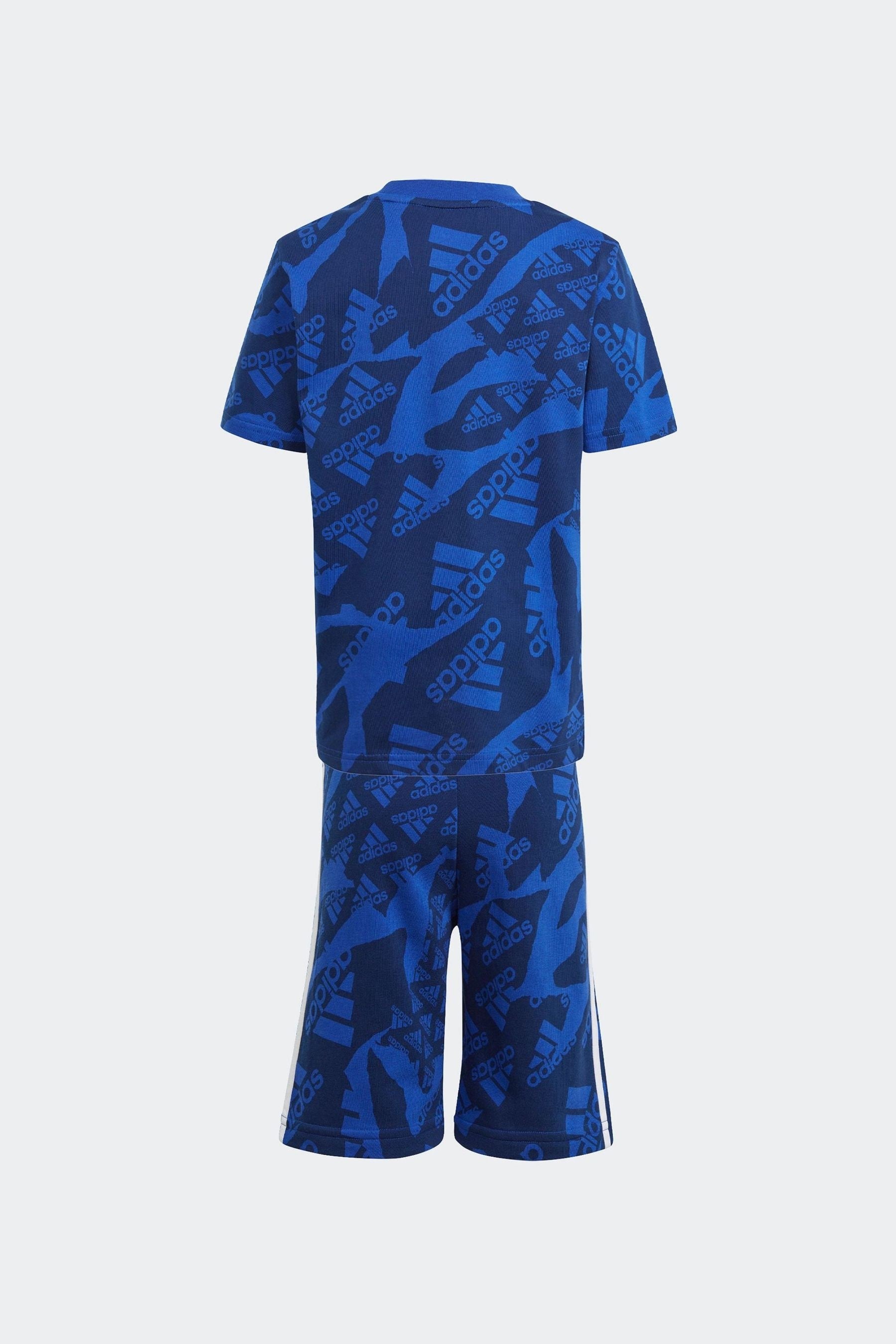 Blue adidas Sportswear Essentials Allover Print T-Shirt