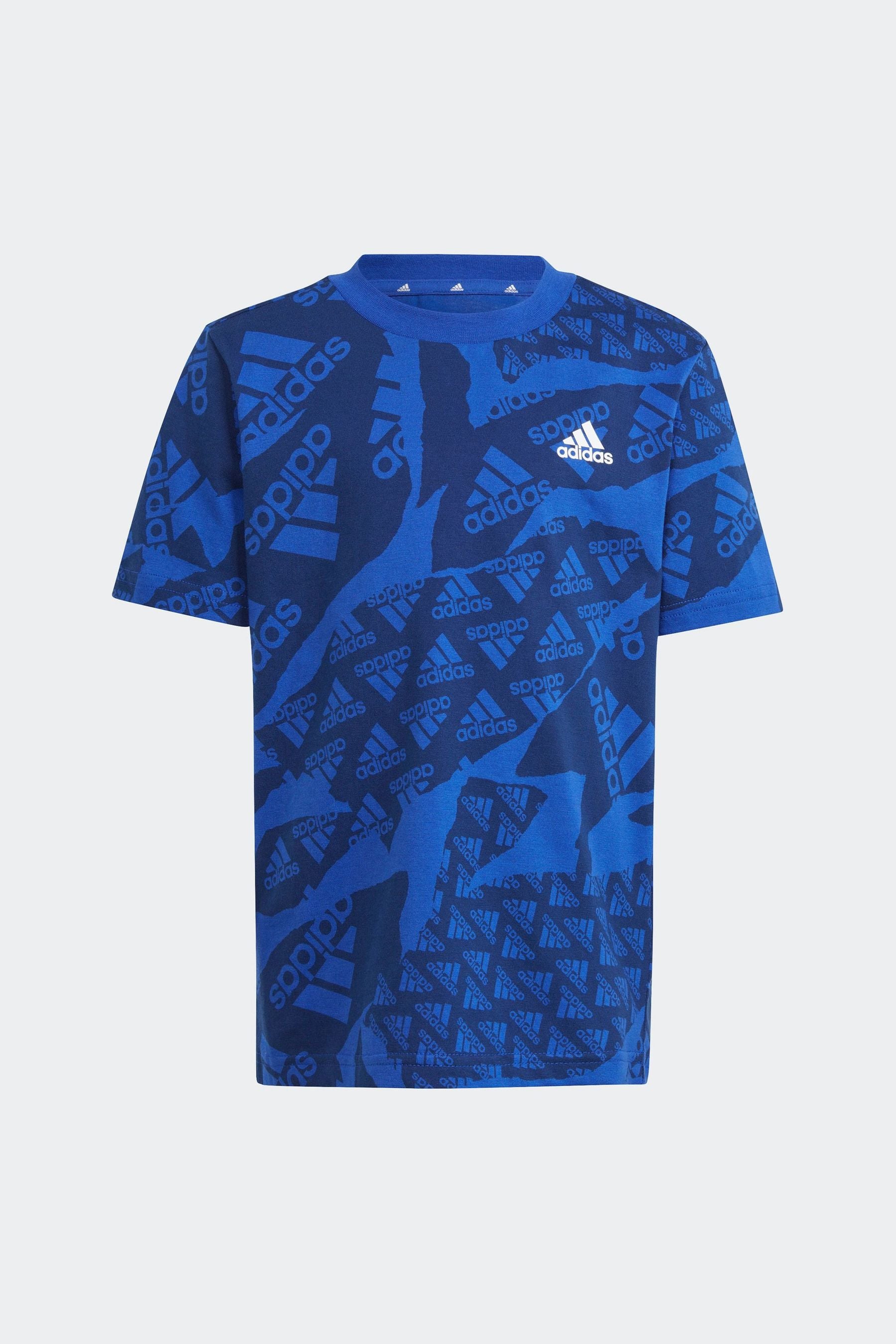 Blue adidas Sportswear Essentials Allover Print T-Shirt