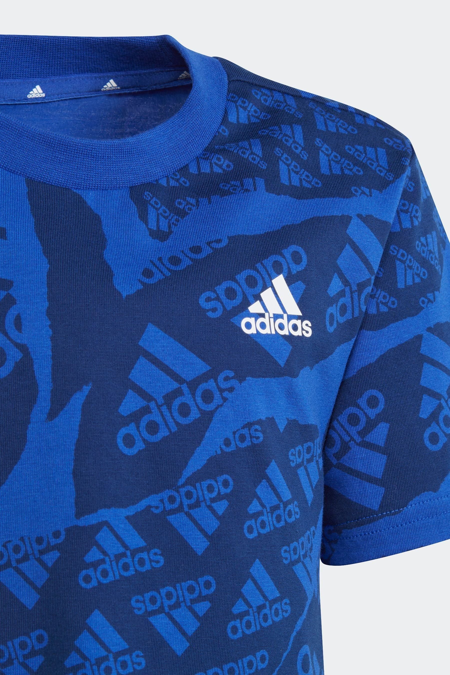 Blue adidas Sportswear Essentials Allover Print T-Shirt