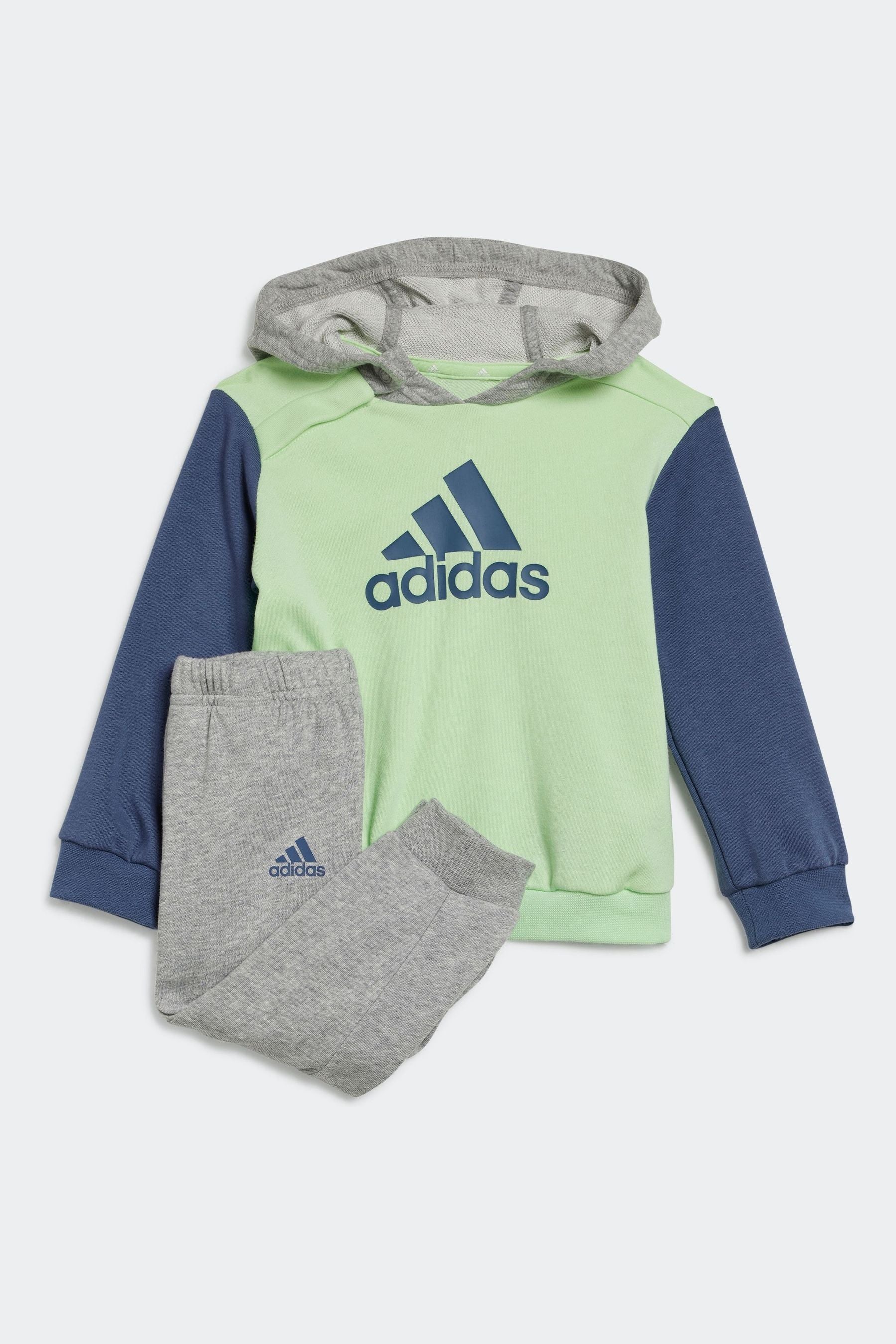 Green/Grey adidas Kids Essentials Colorblock Jogger Set