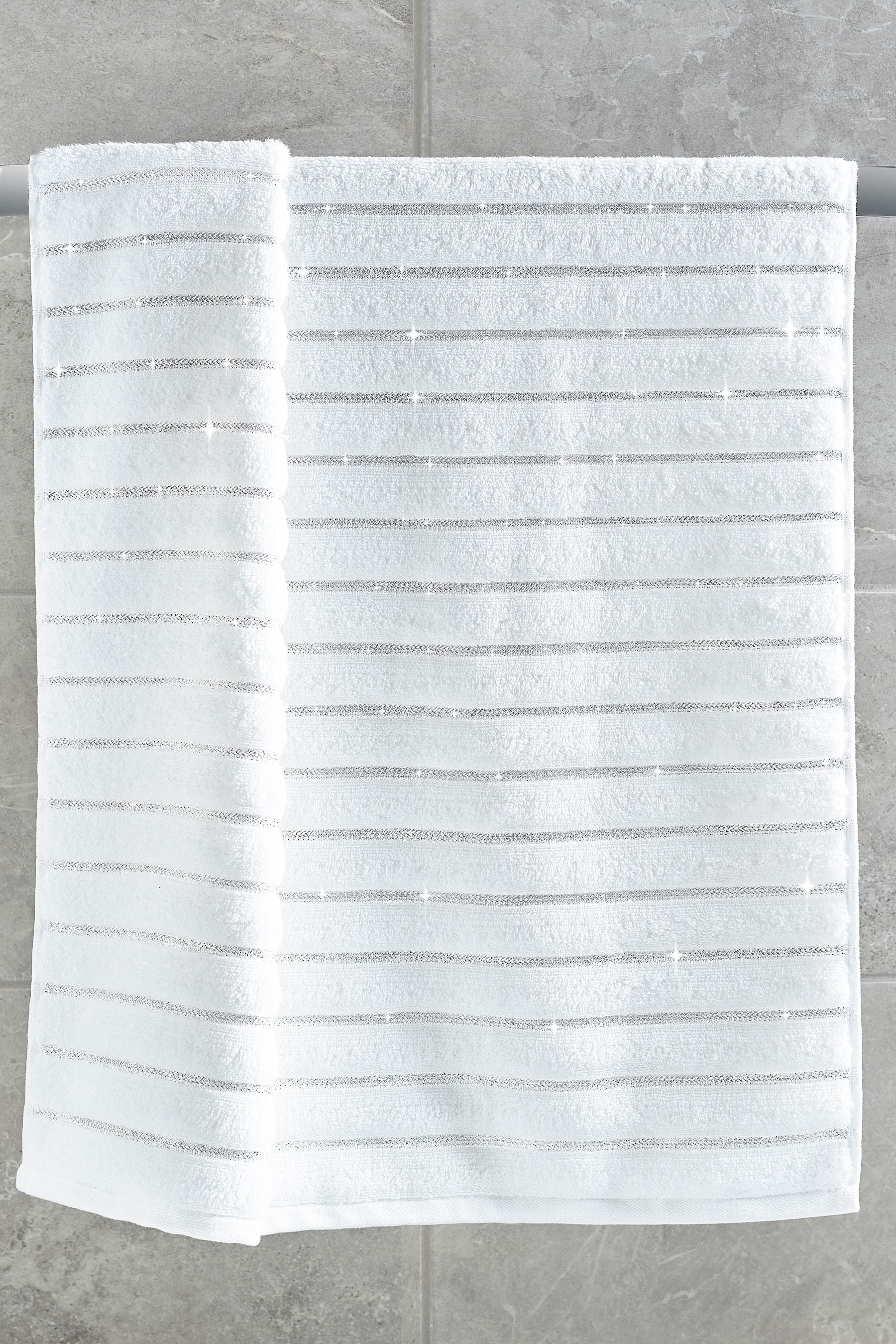 White Sparkle Rib Towel