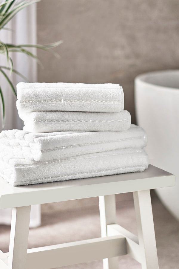 White Sparkle Rib Towel