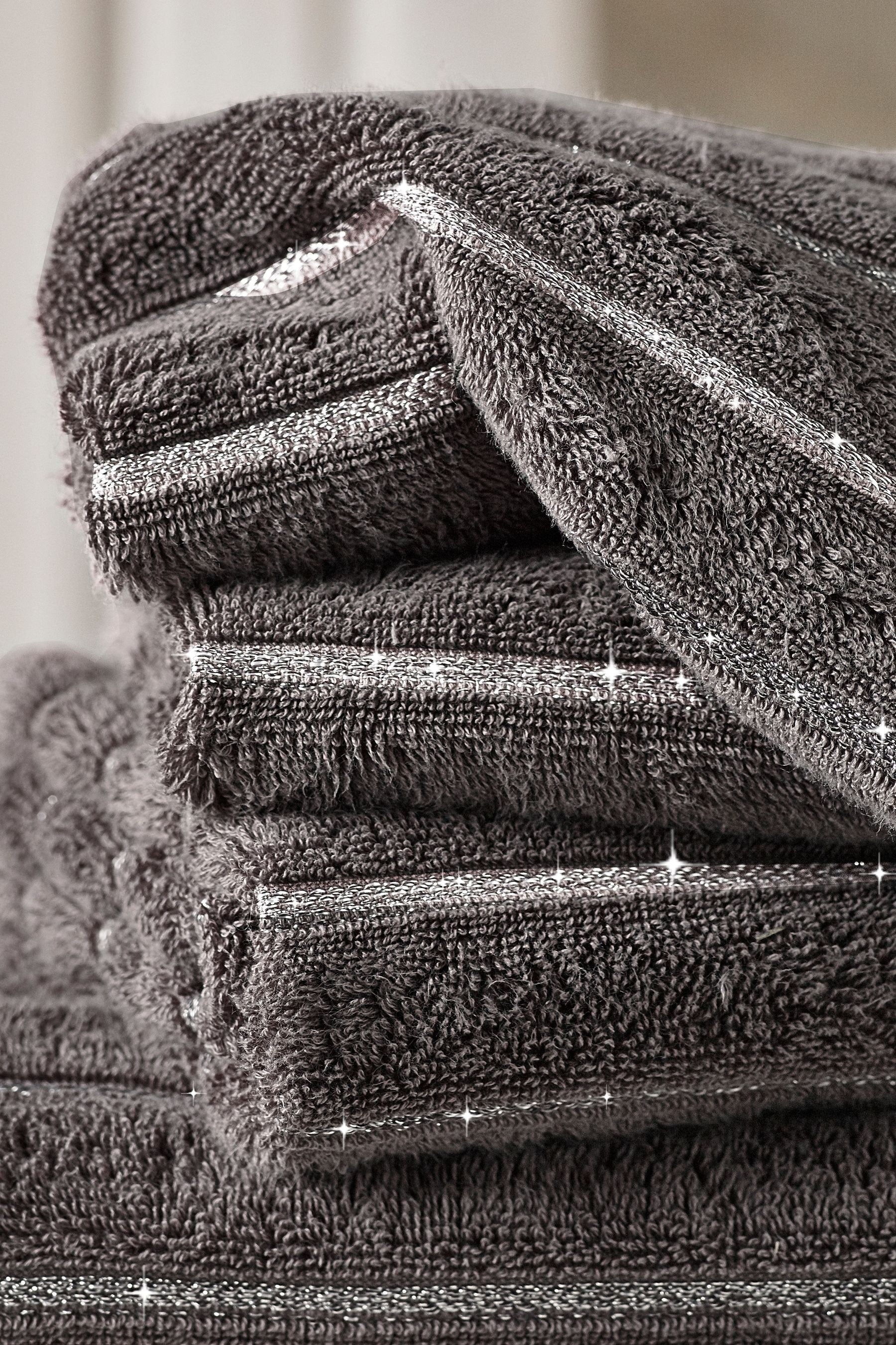 Charcoal Grey Sparkle Rib Towel