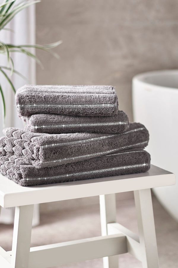 Charcoal Grey Sparkle Rib Towel