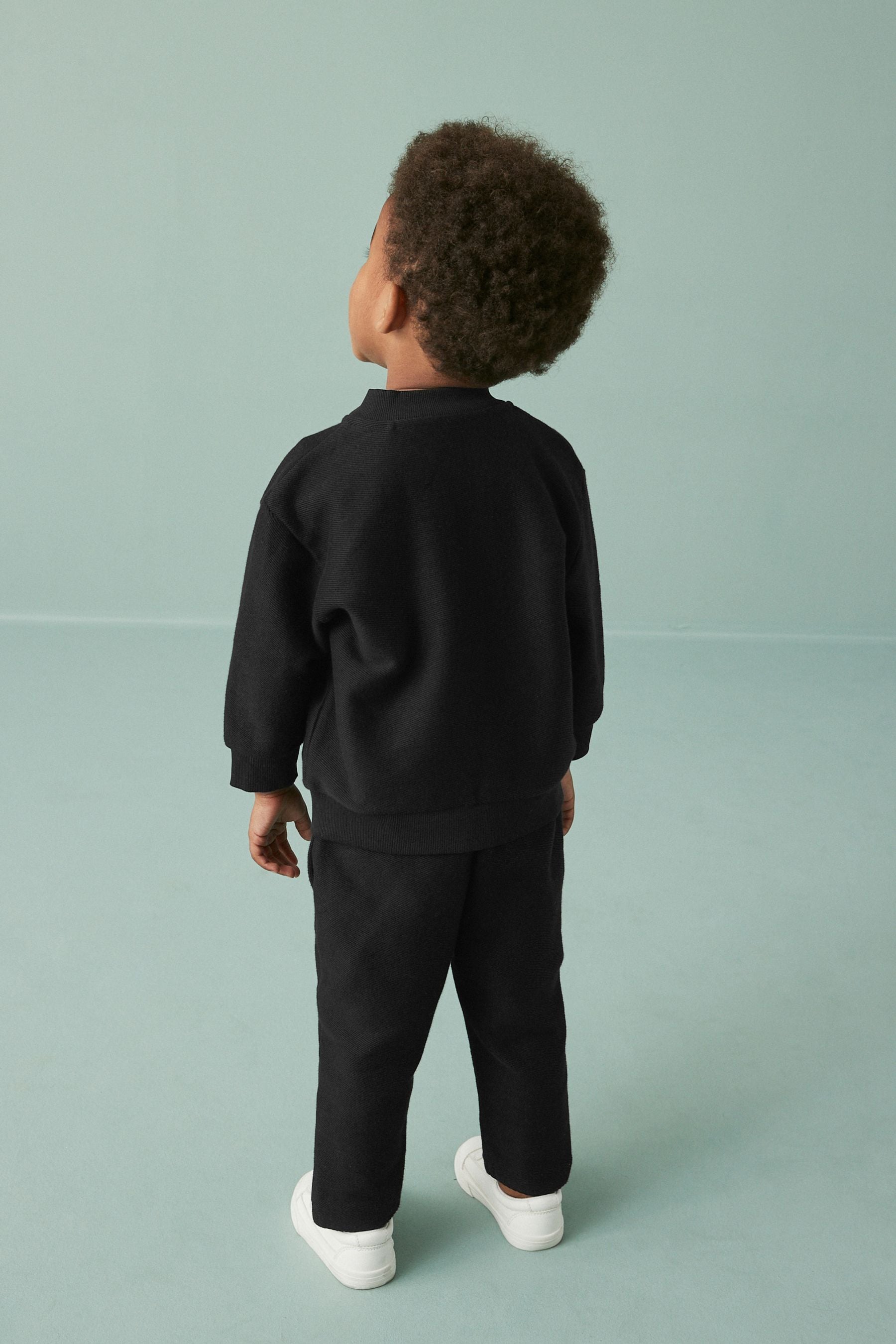 Black Jersey Bomber Jacket And Joggers 2 Piece Set (3mths-7yrs)