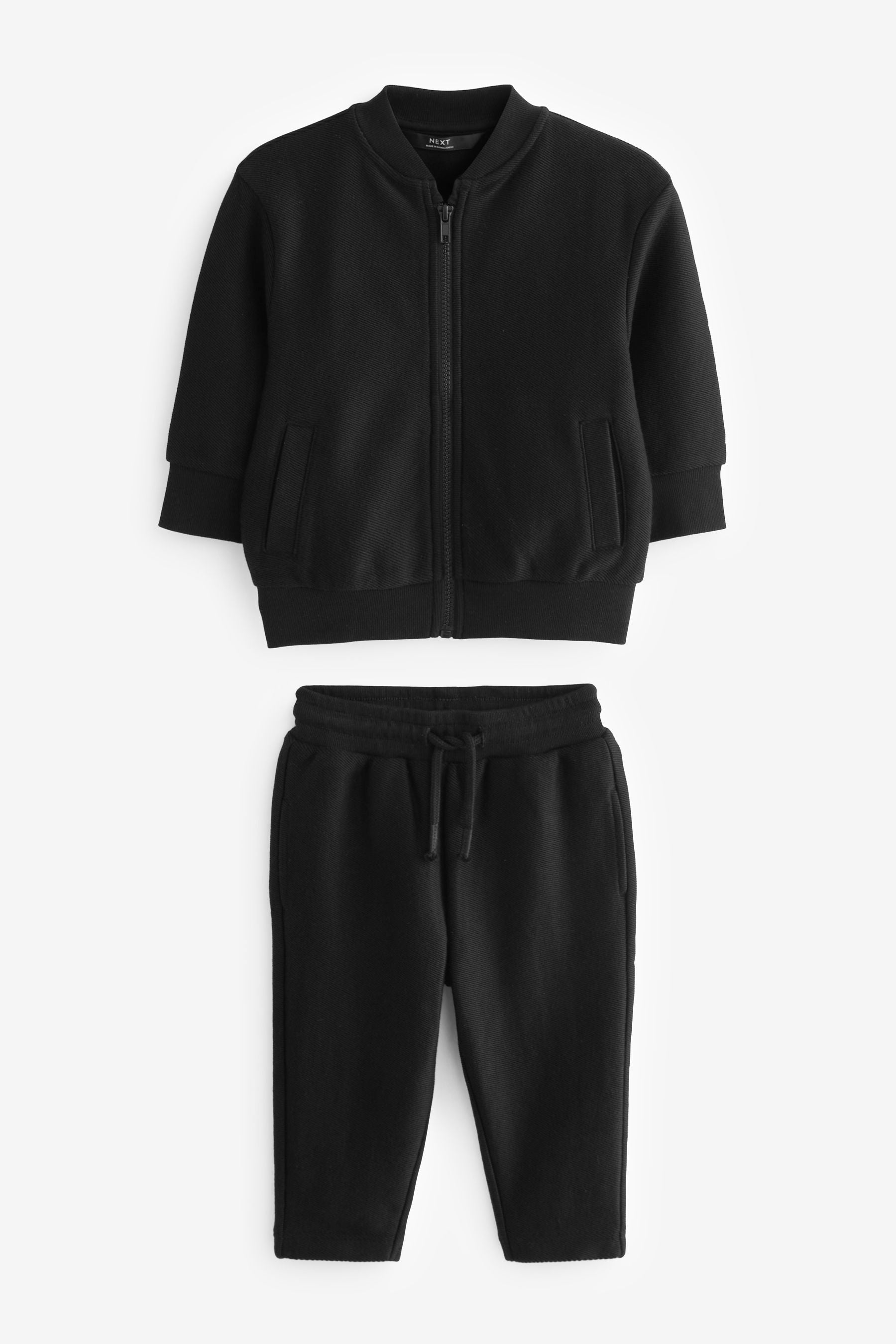 Black Jersey Bomber Jacket And Joggers 2 Piece Set (3mths-7yrs)