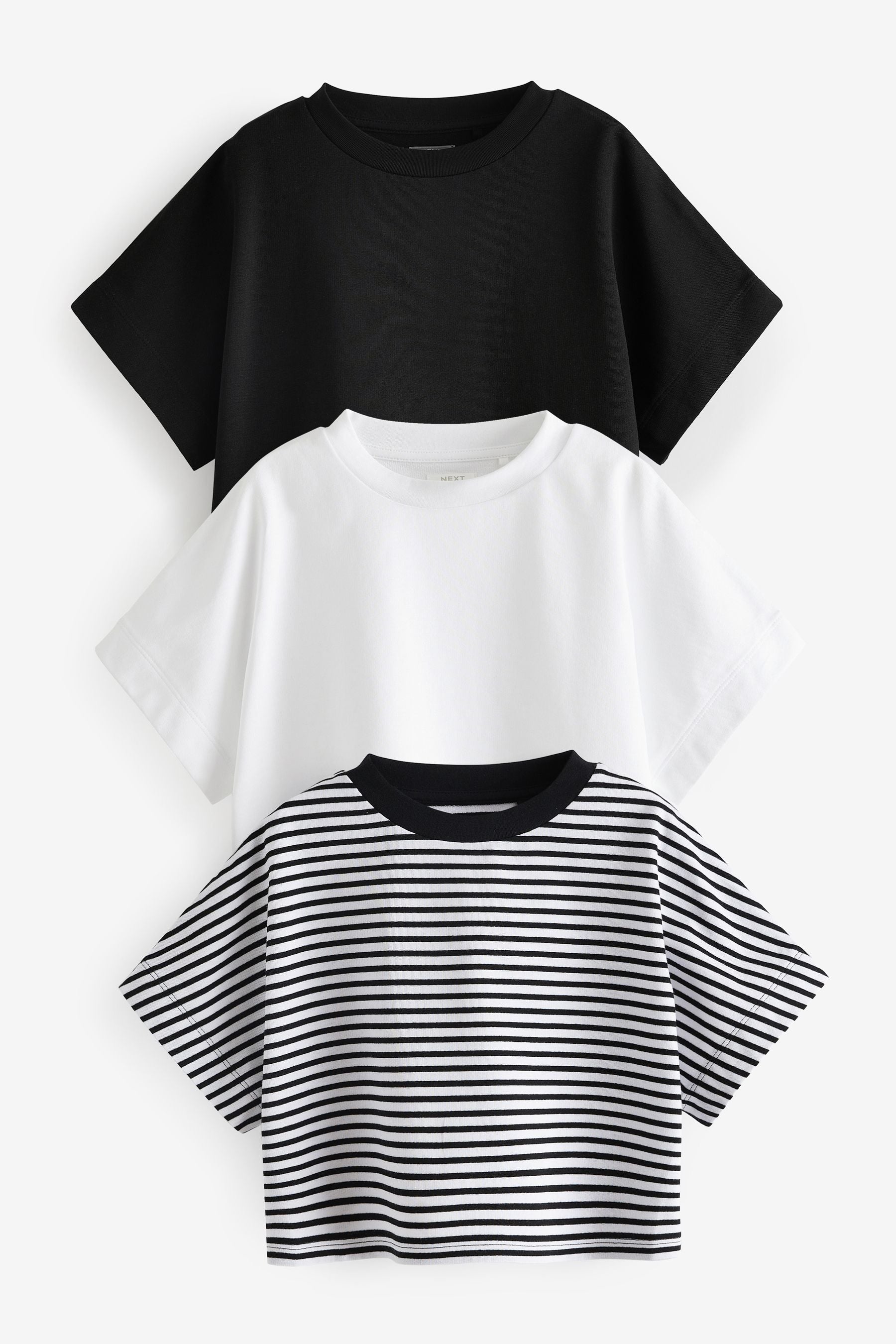 Monochrome 100% Cotton Boxy T-Shirts 3 Pack (3-16yrs)