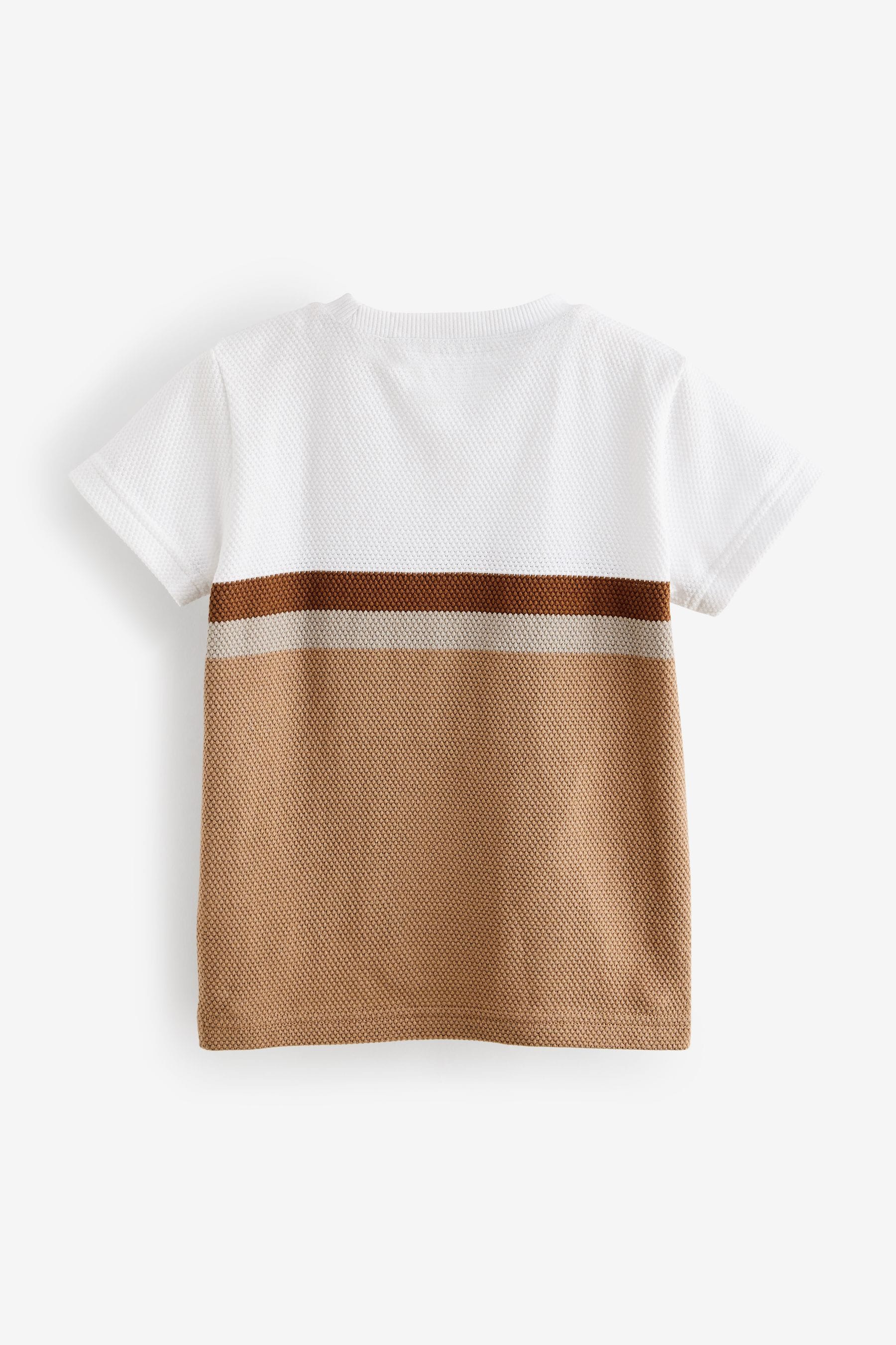 Tan Brown Short Sleeve Textured Stripe T-Shirt (3mths-7yrs)