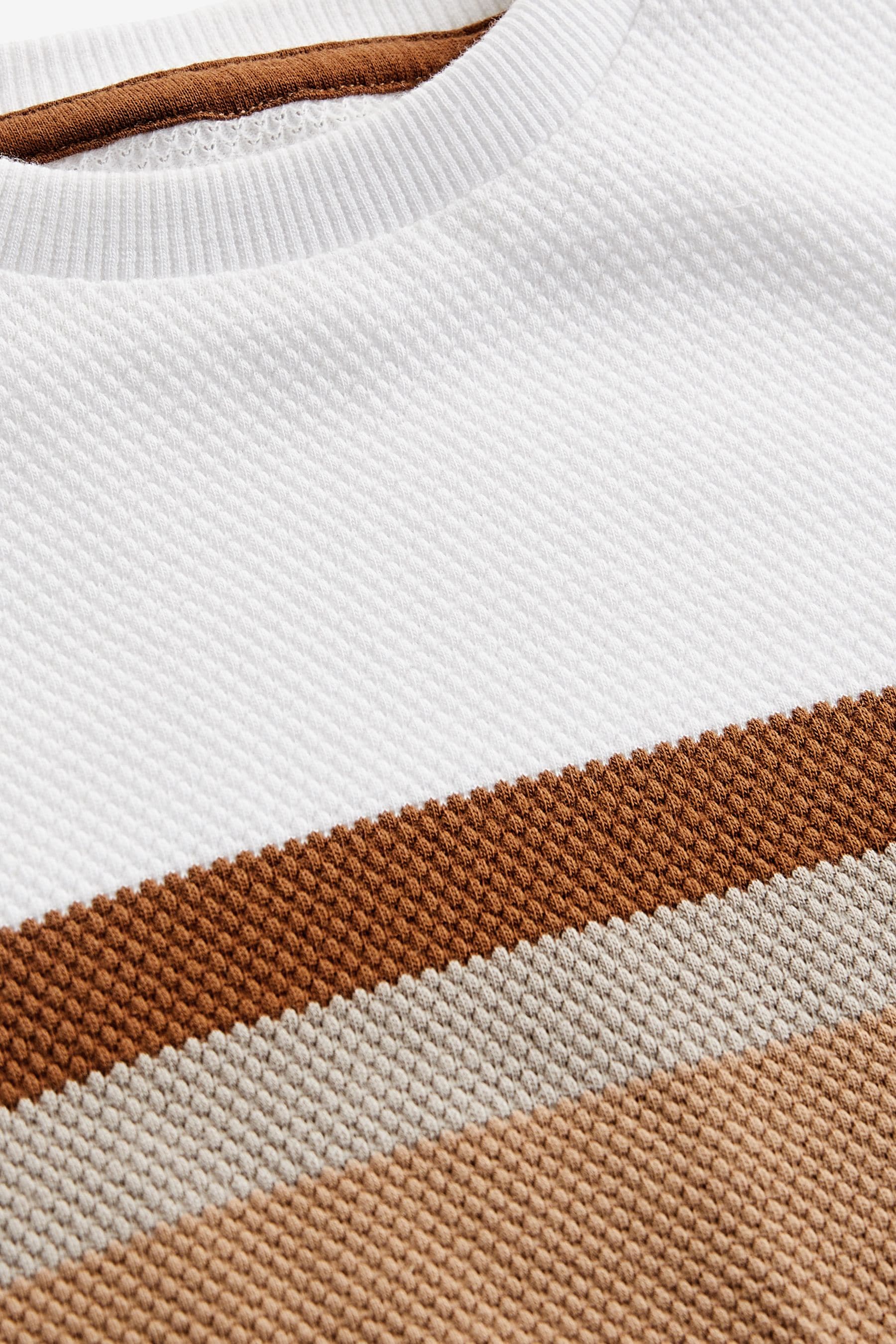 Tan Brown Short Sleeve Textured Stripe T-Shirt (3mths-7yrs)