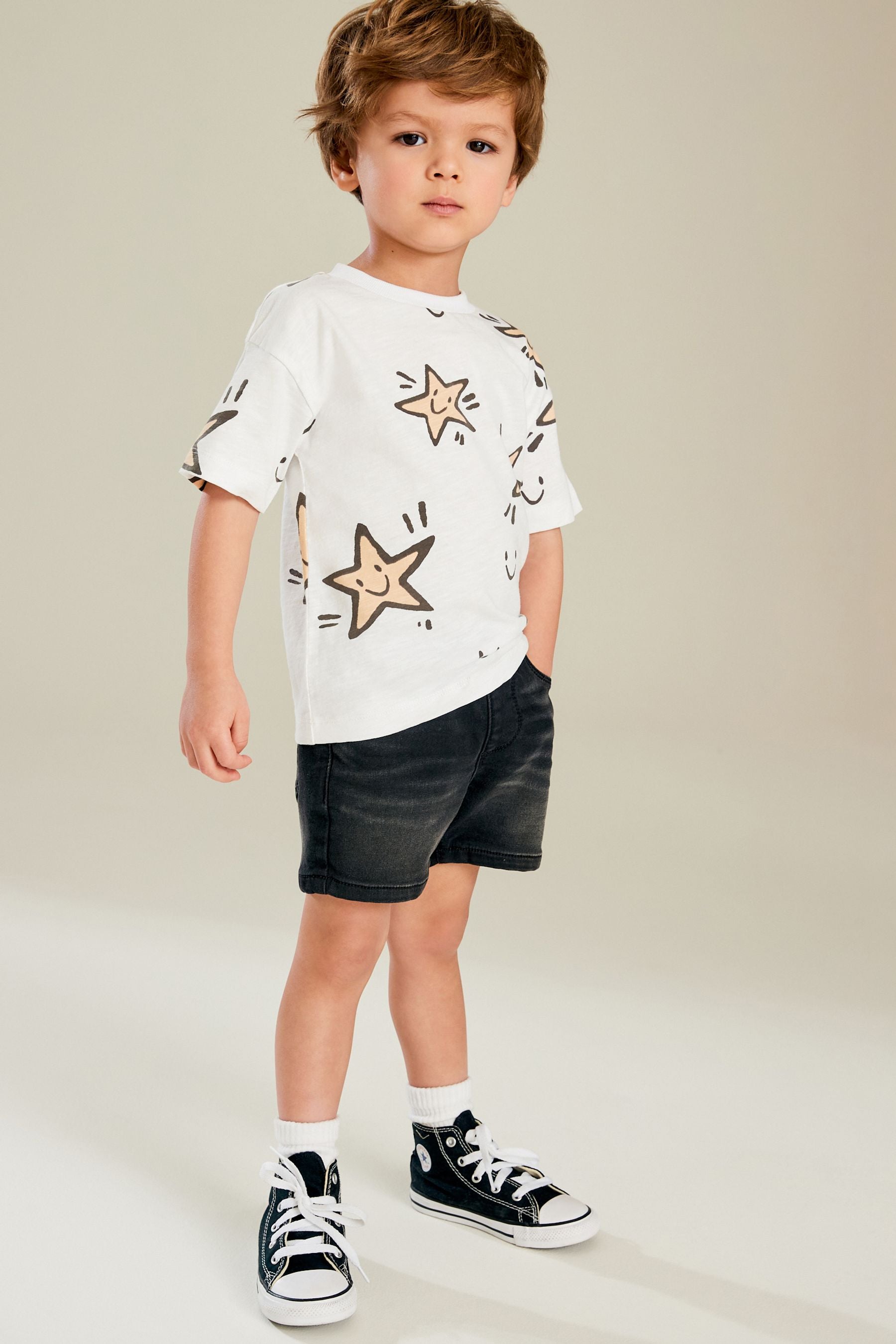 White Star All-Over Print 100% Cotton Short Sleeve T-Shirt (3mths-7yrs)