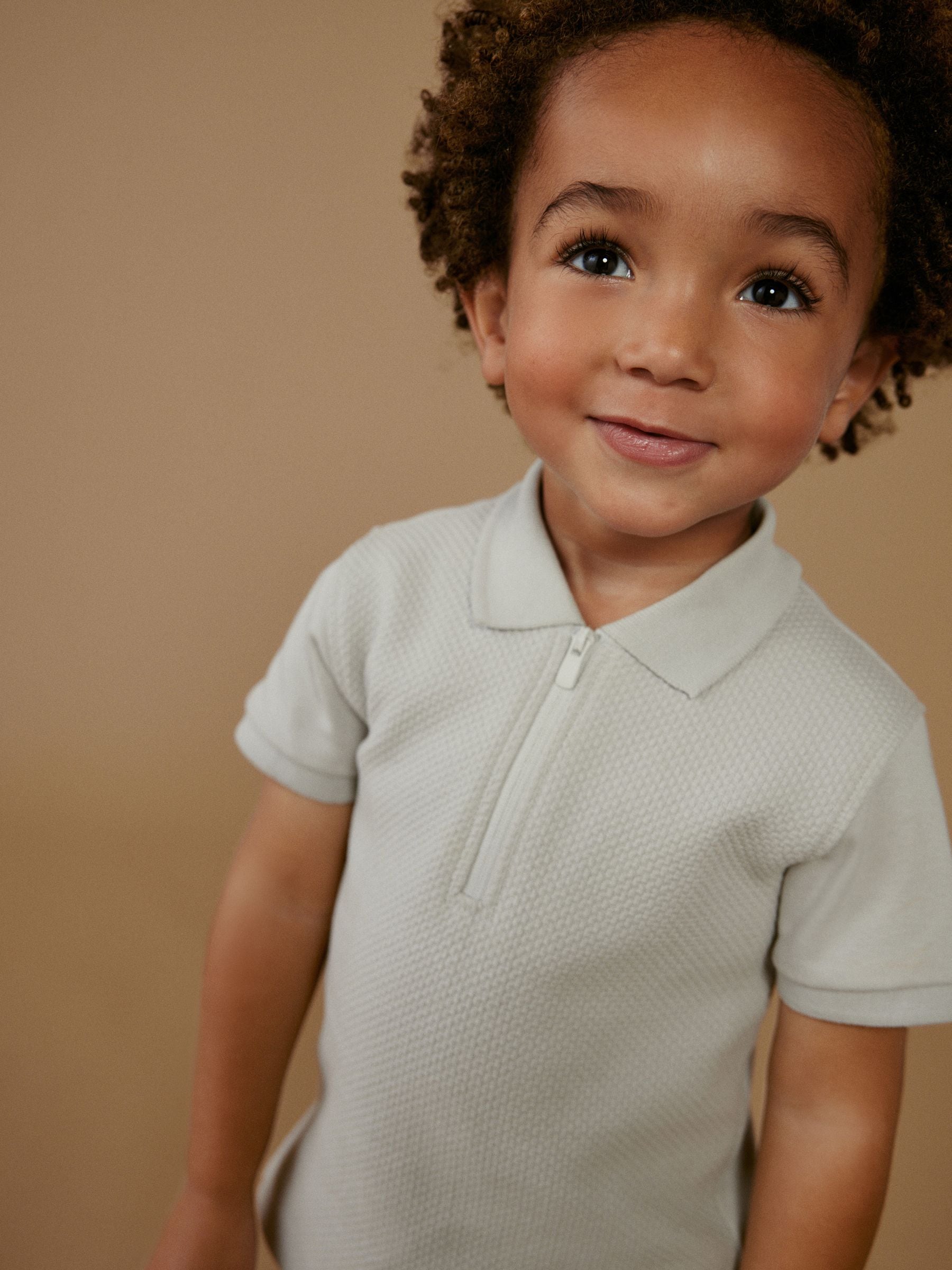 Grey Quarter Zip Polo 100% Cotton Shirt and Shorts Set (3mths-7yrs)