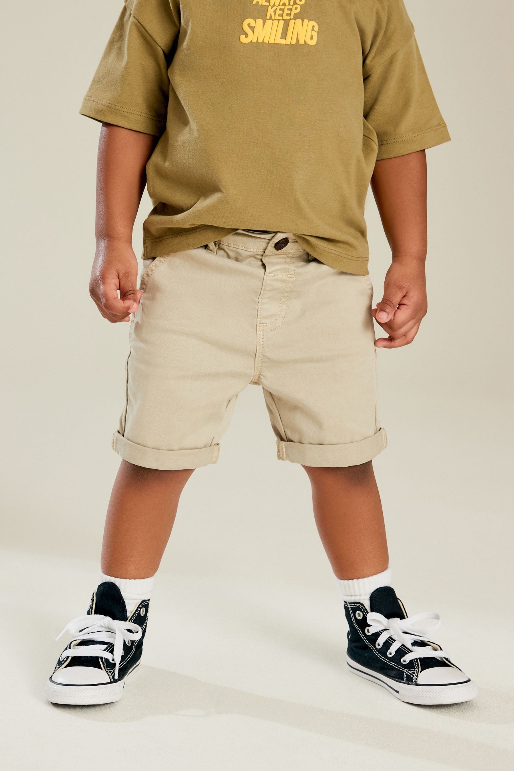 Khaki Green Simple 100% Cotton Short Sleeve T-Shirt (3mths-7yrs)