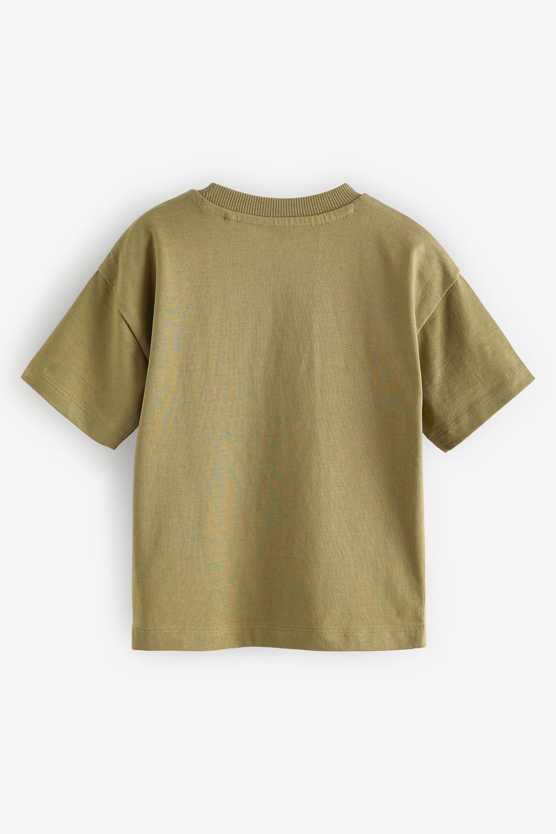 Khaki Green Simple 100% Cotton Short Sleeve T-Shirt (3mths-7yrs)