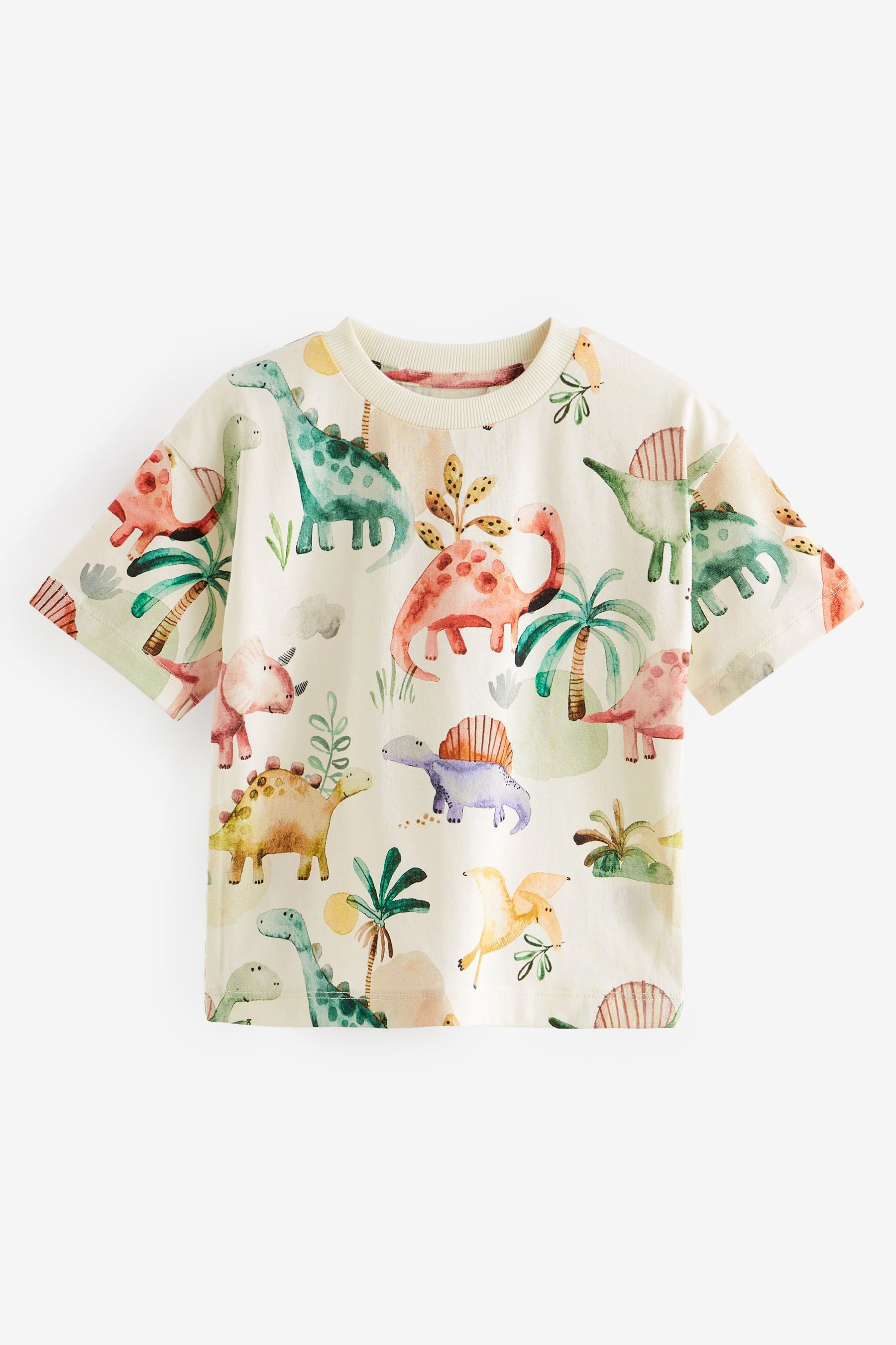 Neutral All-Over Print 100% Cotton Short Sleeve T-Shirt (3mths-7yrs)