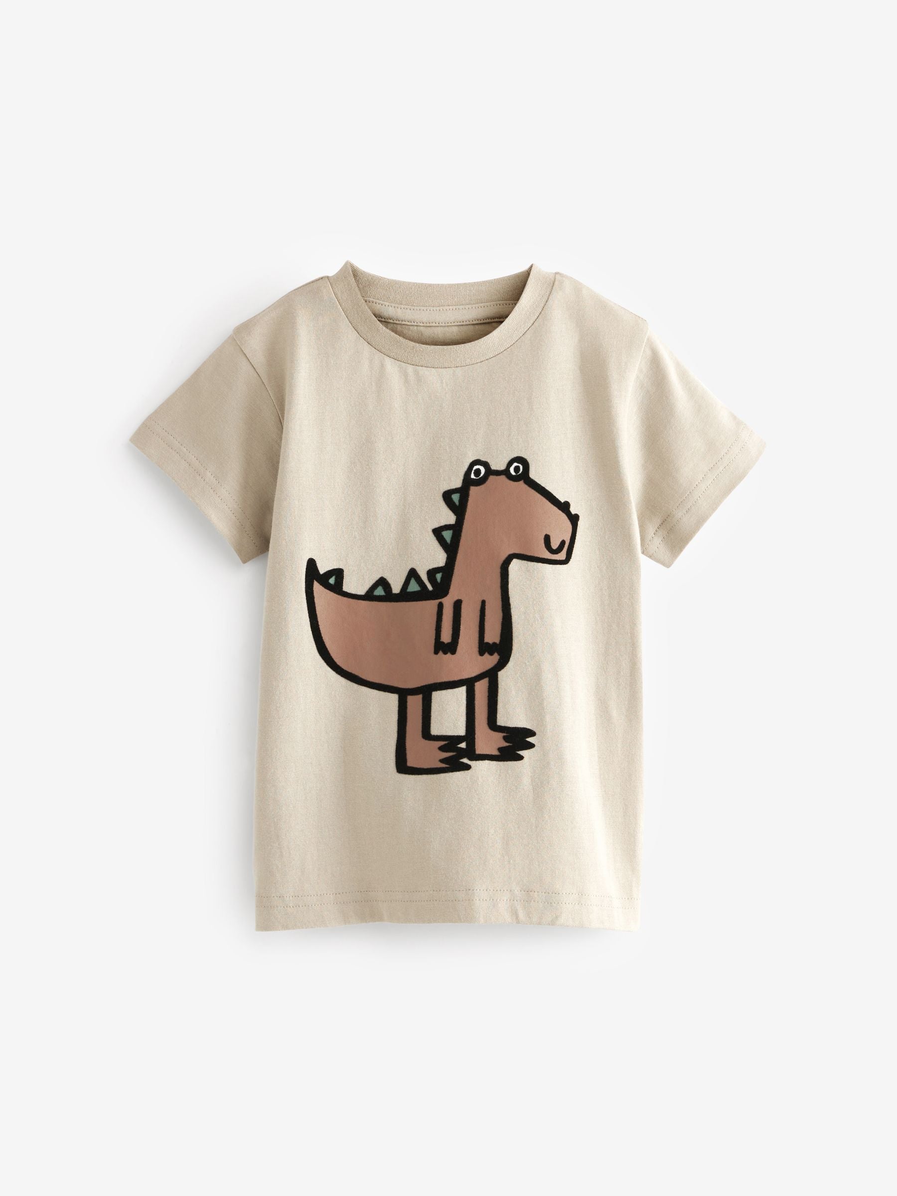 Neutral Dinosaur 100% Cotton Short Sleeve Character T-Shirt (3mths-7yrs)