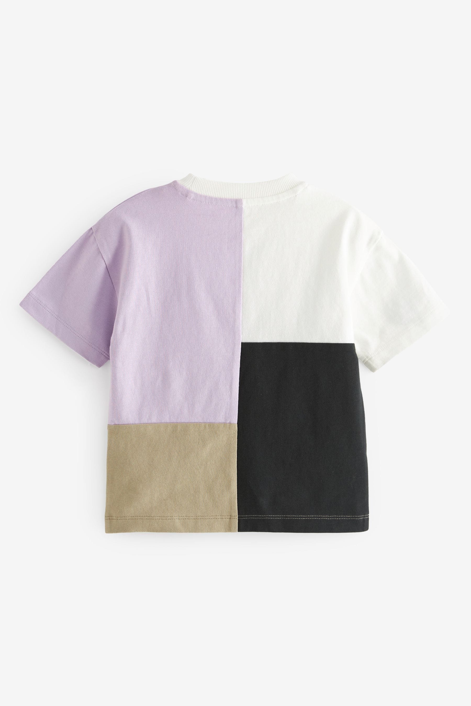 Black/Lilac Purple Short Sleeve Colourblock T-Shirt (3mths-7yrs)