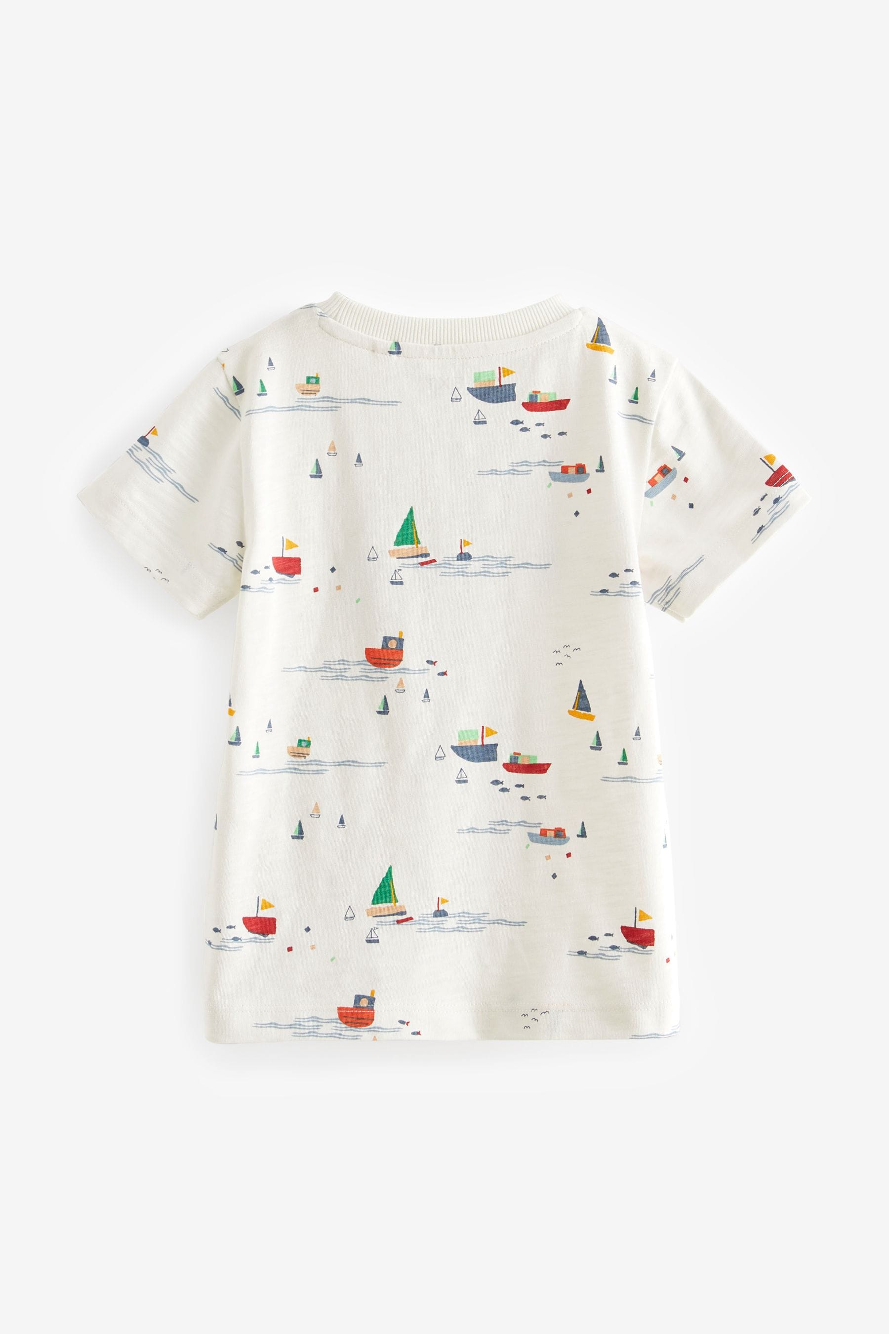 White/Blue All-Over Print Short Sleeve T-Shirt (3mths-7yrs)